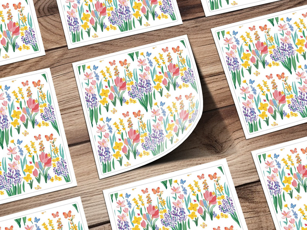 Floral Butterfly Digital Paper, Seamless Flower Pattern, Watercolor Wildflower Design, Spring Garden Print, Floral Digital Download - Moore and Mountain
