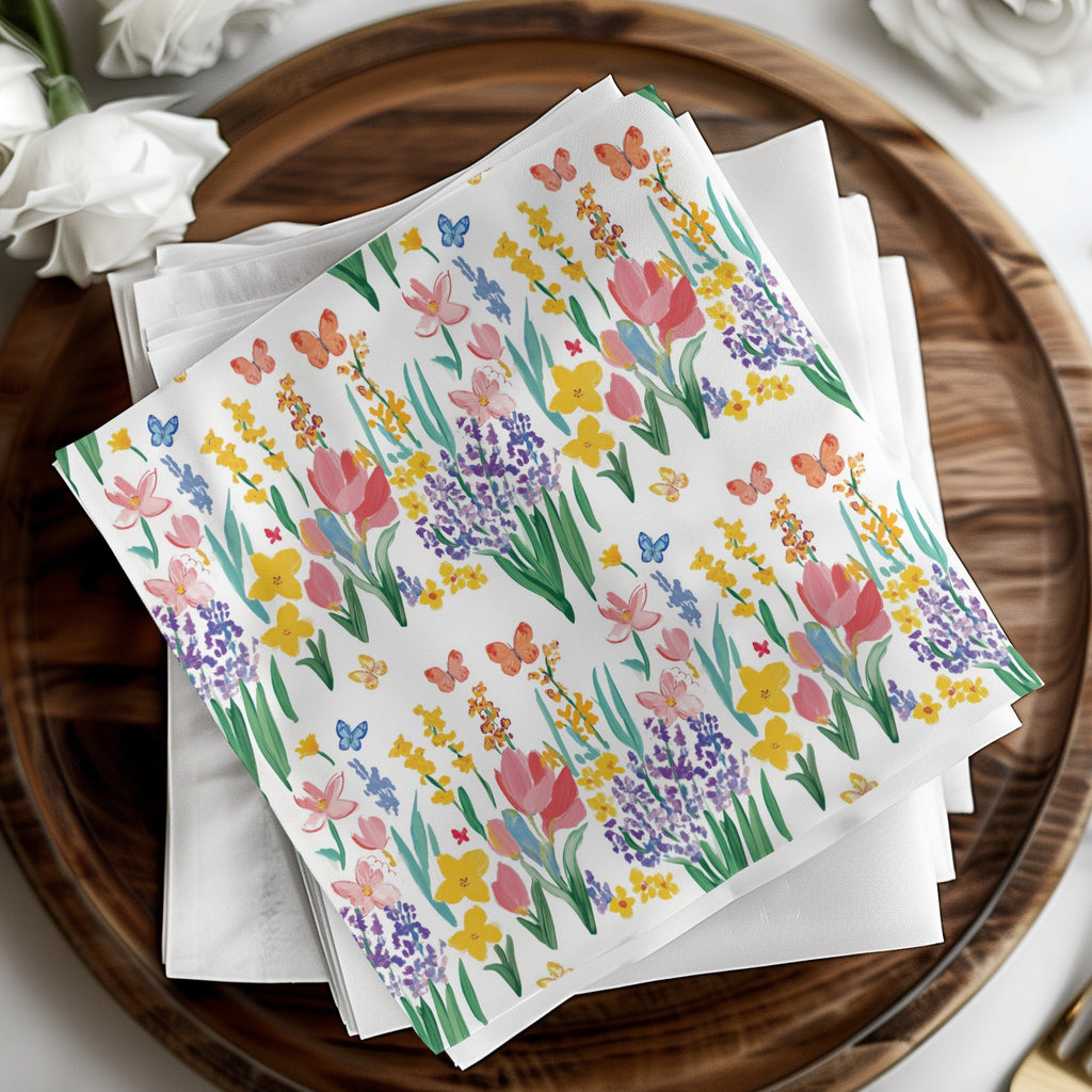 Floral Butterfly Digital Paper, Seamless Flower Pattern, Watercolor Wildflower Design, Spring Garden Print, Floral Digital Download - Moore and Mountain