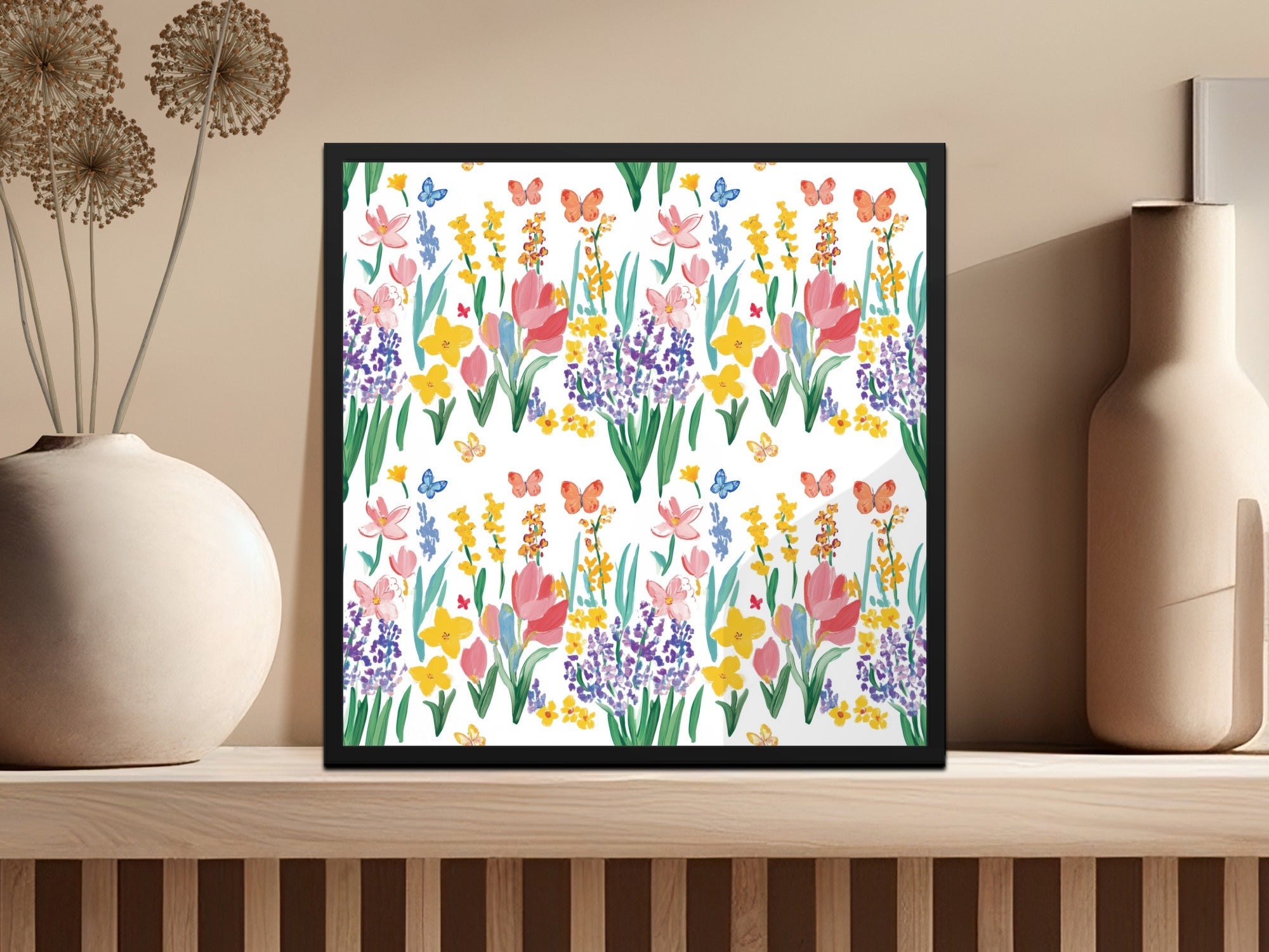 Floral Butterfly Digital Paper, Seamless Flower Pattern, Watercolor Wildflower Design, Spring Garden Print, Floral Digital Download - Moore and Mountain