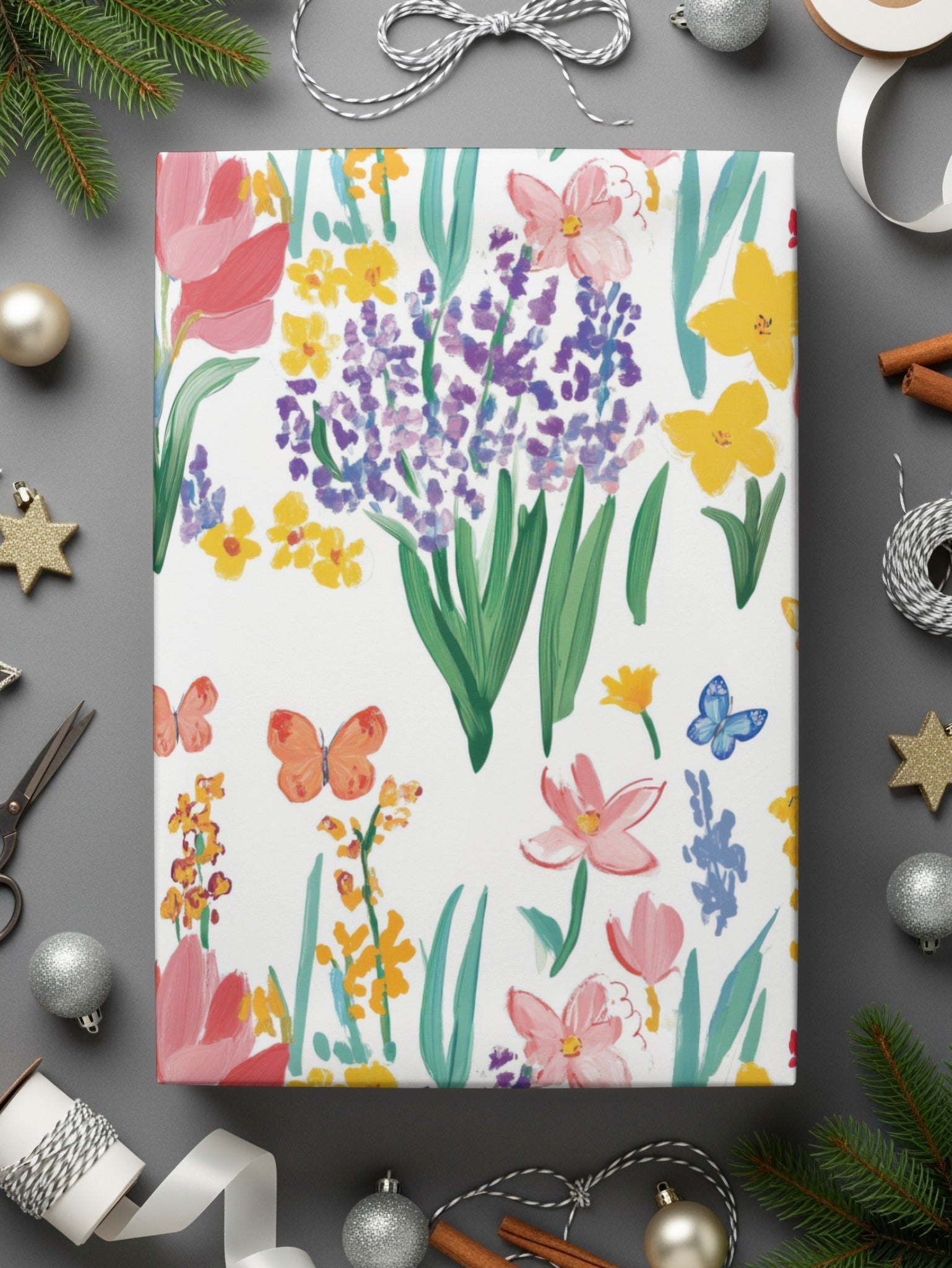 Floral Butterfly Digital Paper, Seamless Flower Pattern, Watercolor Wildflower Design, Spring Garden Print, Floral Digital Download - Moore and Mountain