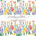 Floral Butterfly Digital Paper, Seamless Flower Pattern, Watercolor Wildflower Design, Spring Garden Print, Floral Digital Download - Moore and Mountain