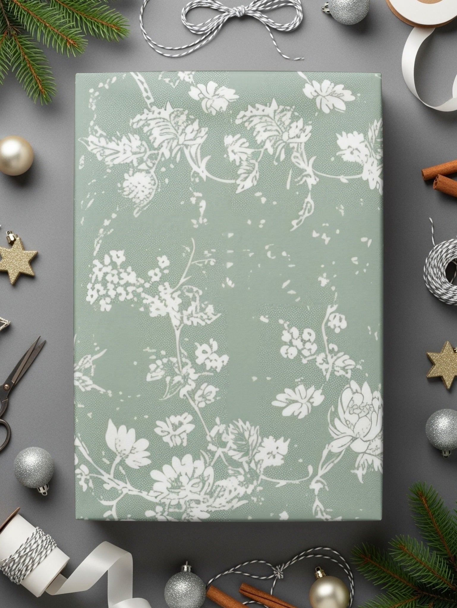 Floral Butterfly Digital Paper, Seamless Pattern, Sage Green Texture, Delicate Flower Digital File, Repeatable Design, DIY Digital - Moore and Mountain