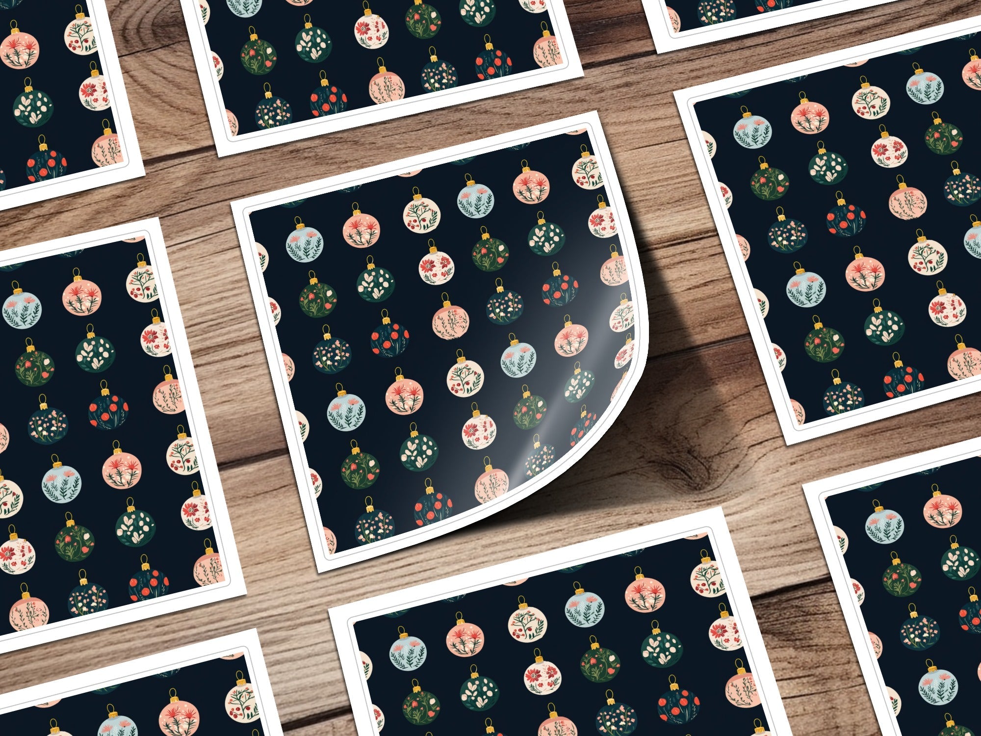 Floral Christmas Baubles Seamless Pattern, Holiday Ornament Design, Digital Paper, Scrapbooking, Commercial Use - Moore and Mountain