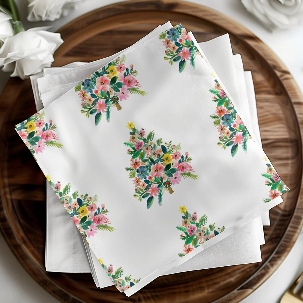 Floral Christmas Tree Digital Paper, Watercolor Seamless Pattern, Holiday Design, Festive Digital Download, Scrapbook Paper, Fabric Print - Moore and Mountain