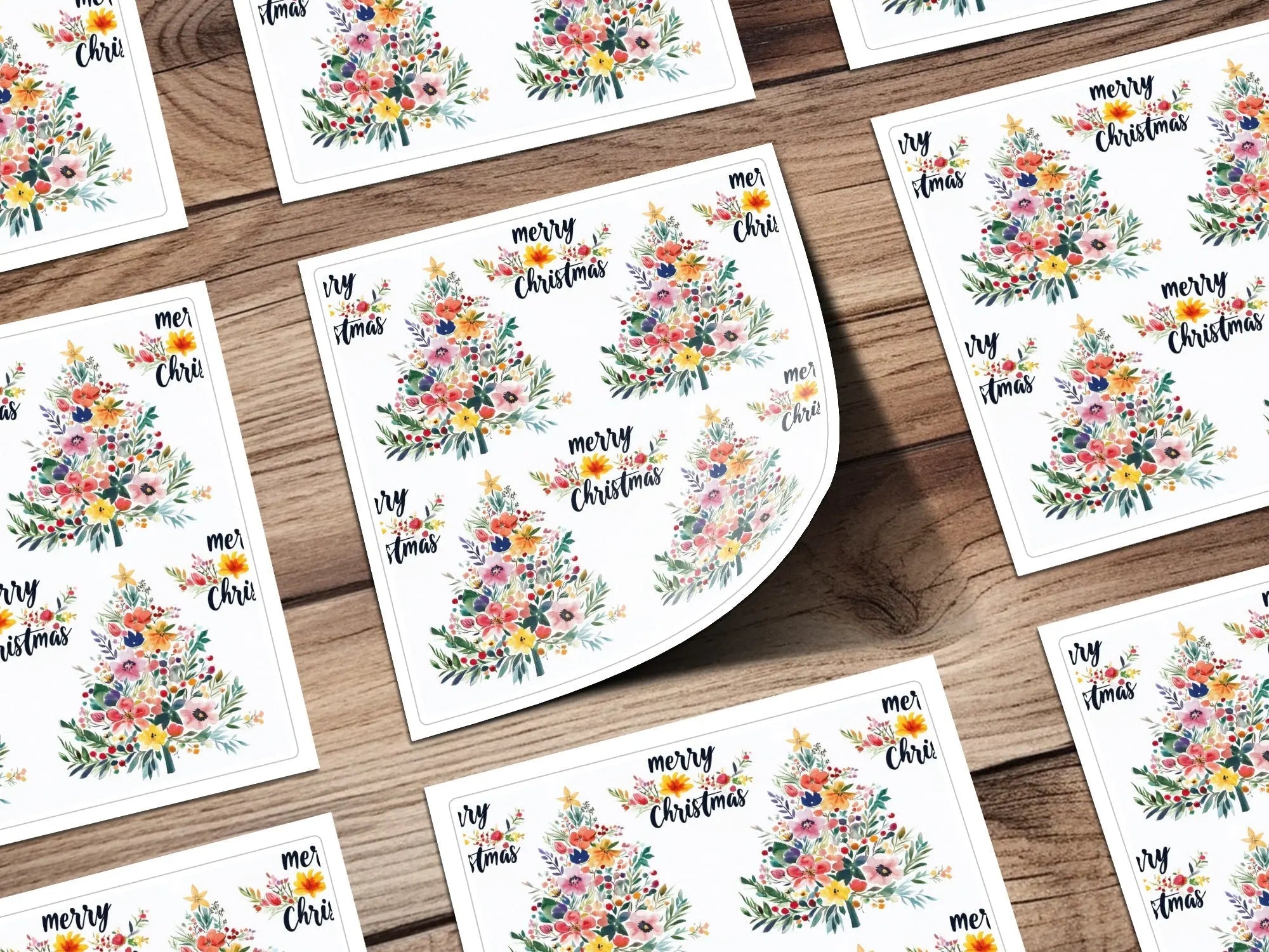 Floral Christmas Tree Seamless Pattern Digital, Watercolor Flowers Festive Background, Holiday Scrapbook Paper Digital Download - Moore and Mountain