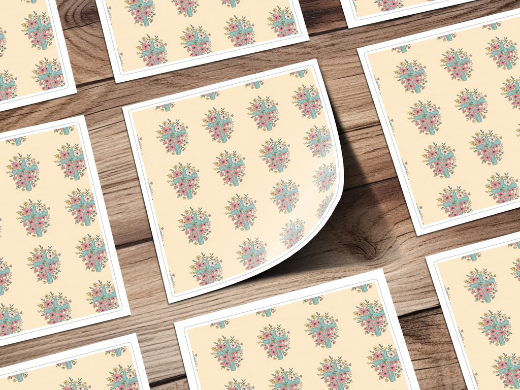 Floral Cross Seamless Pattern Digital, Easter Digital Paper, Religious Fabric Design, Christian Pattern Download, Church Digital - Moore and Mountain