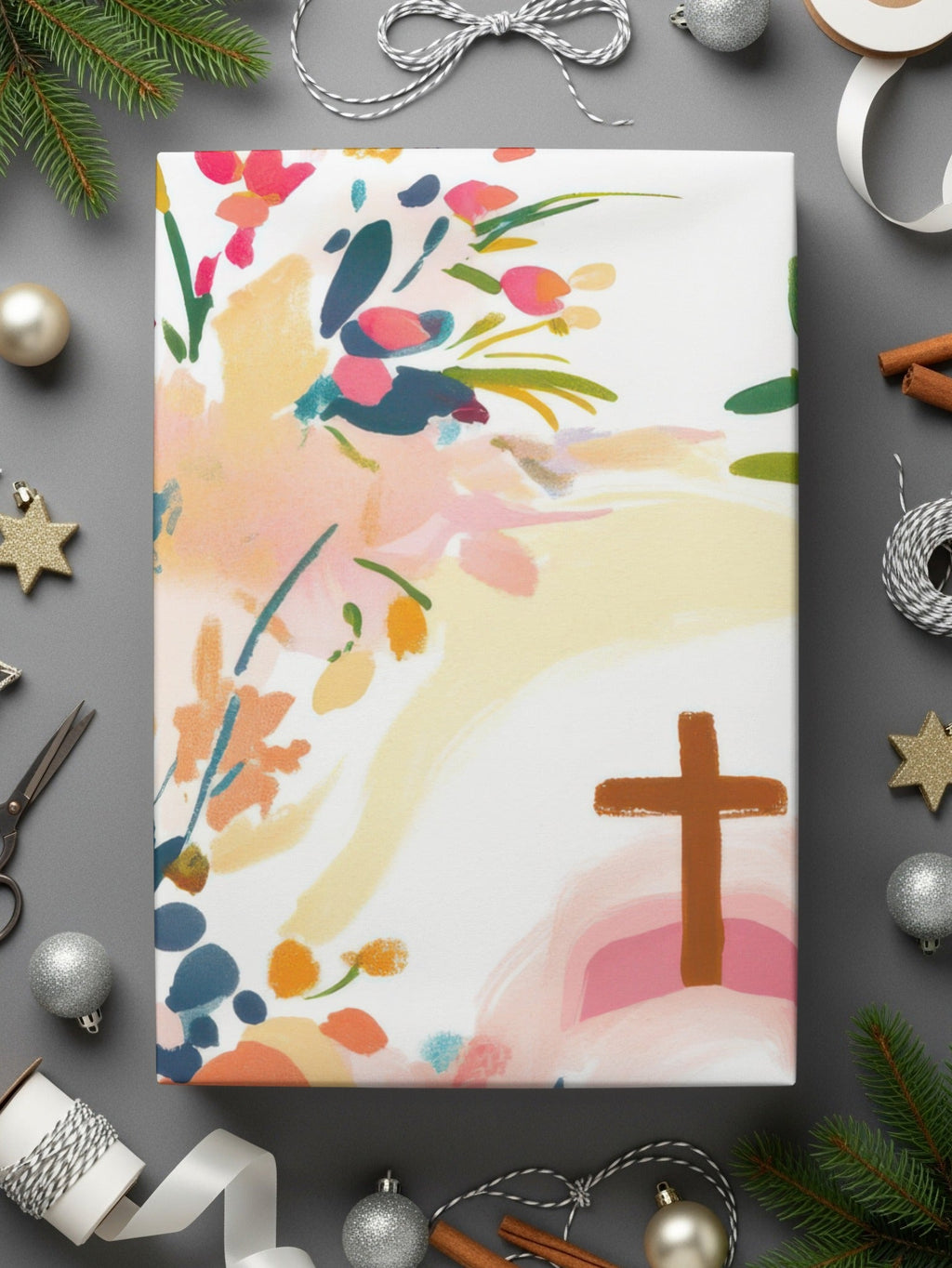 Floral Cross Seamless Pattern, Digital Paper Pack, Church Design, Easter Print, Watercolor Flowers, Religious Art Print, Digital Download - Moore and Mountain