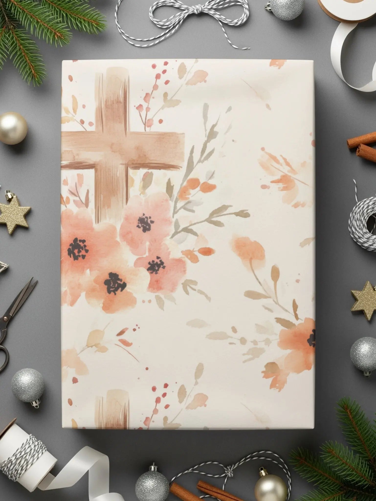 Floral Cross Seamless Pattern, Digital Paper Pack, Watercolor Flowers, Religious Backgrounds, JPEG Files, Digital Scrapbooking - Moore and Mountain