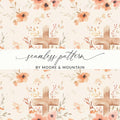 Floral Cross Seamless Pattern, Digital Paper Pack, Watercolor Flowers, Religious Backgrounds, JPEG Files, Digital Scrapbooking - Moore and Mountain