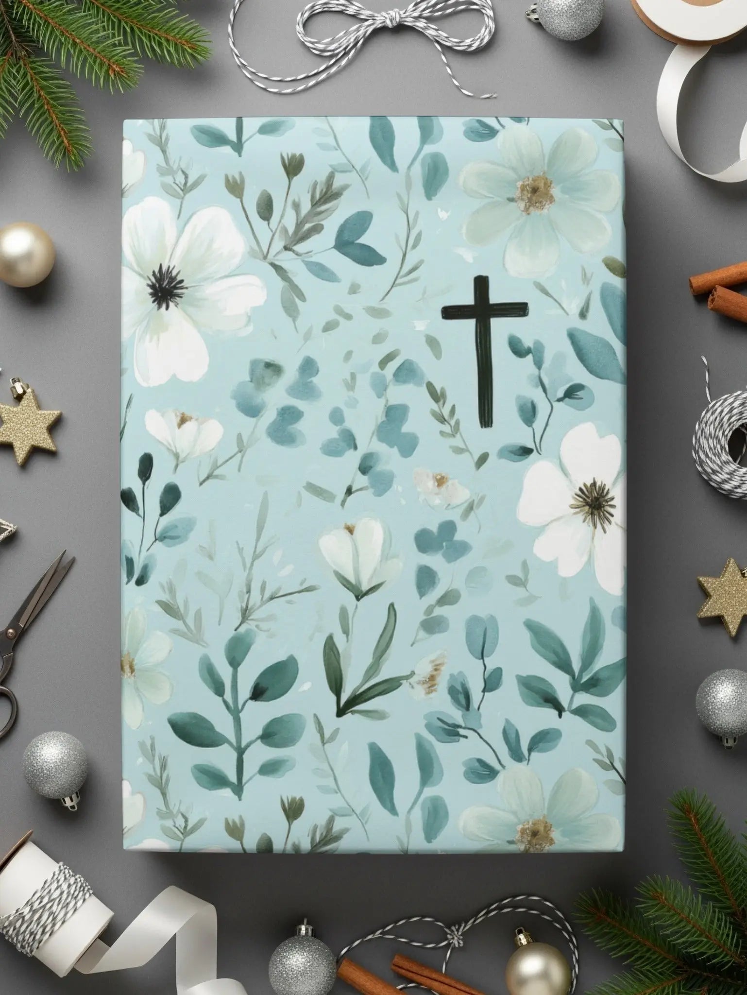 Floral Cross Seamless Pattern, Digital Paper, Spring Flowers, Religious Fabric Design, Easter Background, Faith Based Printable Design - Moore and Mountain