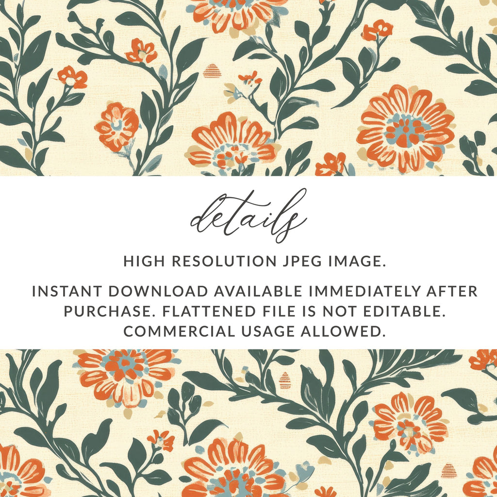 Floral Delight Kalamkari Seamless Pattern Delicate Chintz Background - Moore and Mountain