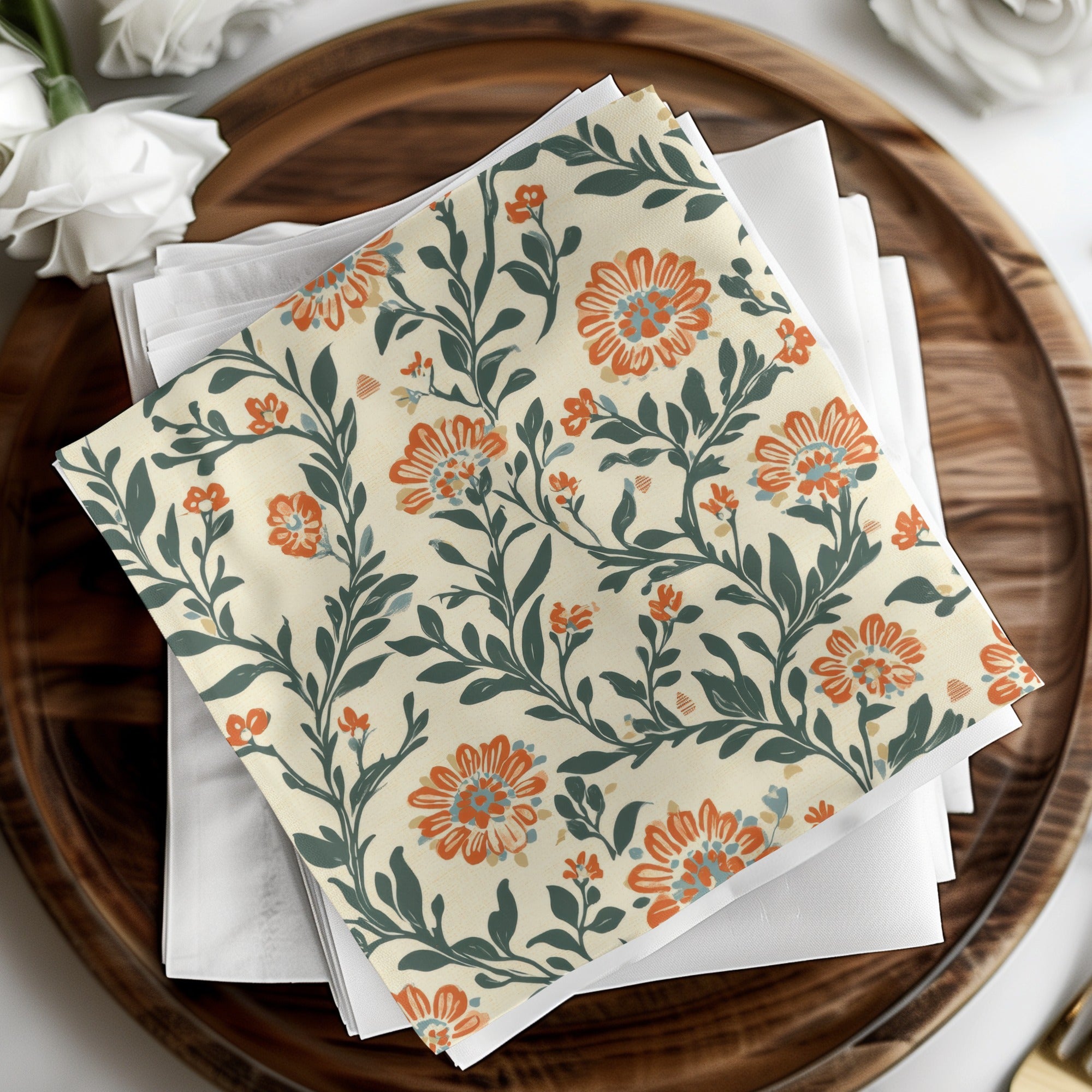 Floral Delight Kalamkari Seamless Pattern Delicate Chintz Background - Moore and Mountain
