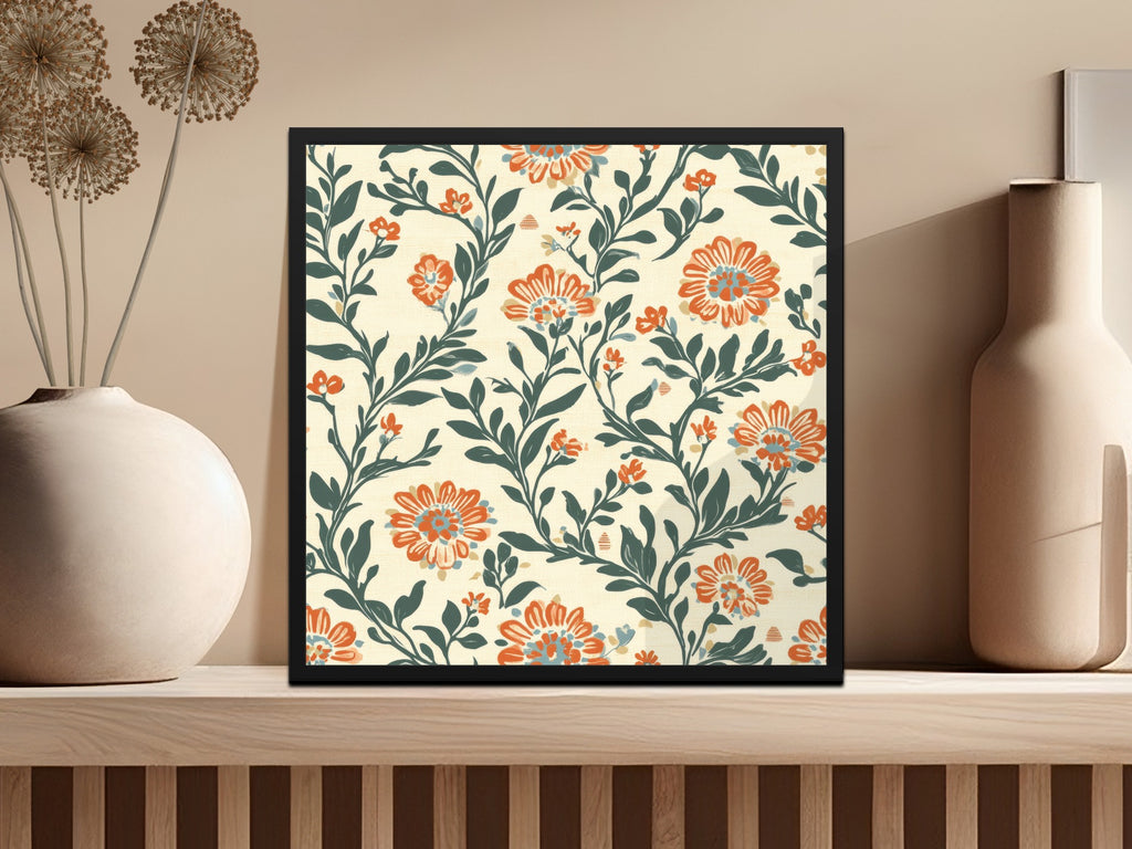 Floral Delight Kalamkari Seamless Pattern Delicate Chintz Background - Moore and Mountain