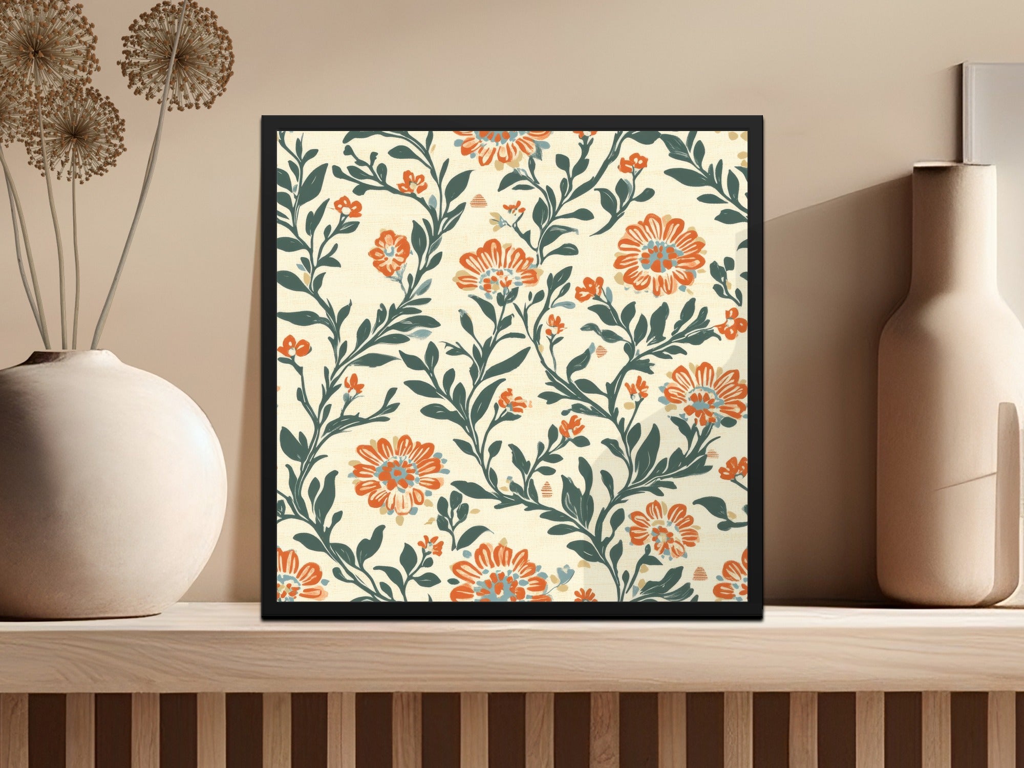 Floral Delight Kalamkari Seamless Pattern Delicate Chintz Background - Moore and Mountain