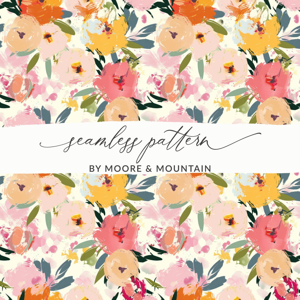 Floral Digital Paper, Abstract Flower Pattern, Seamless Tileable Design, Scrapbook Paper, Fabric Print, Floral Background Digital, Digital - Moore and Mountain