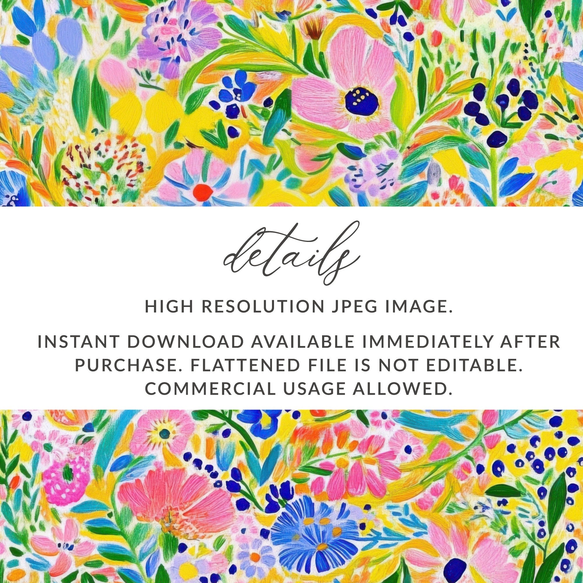 Floral Digital Paper, Bright Flower Pattern, Colorful Seamless Background, Spring Summer Design, Printable Fabric Design, Scrapbooking Paper - Moore and Mountain