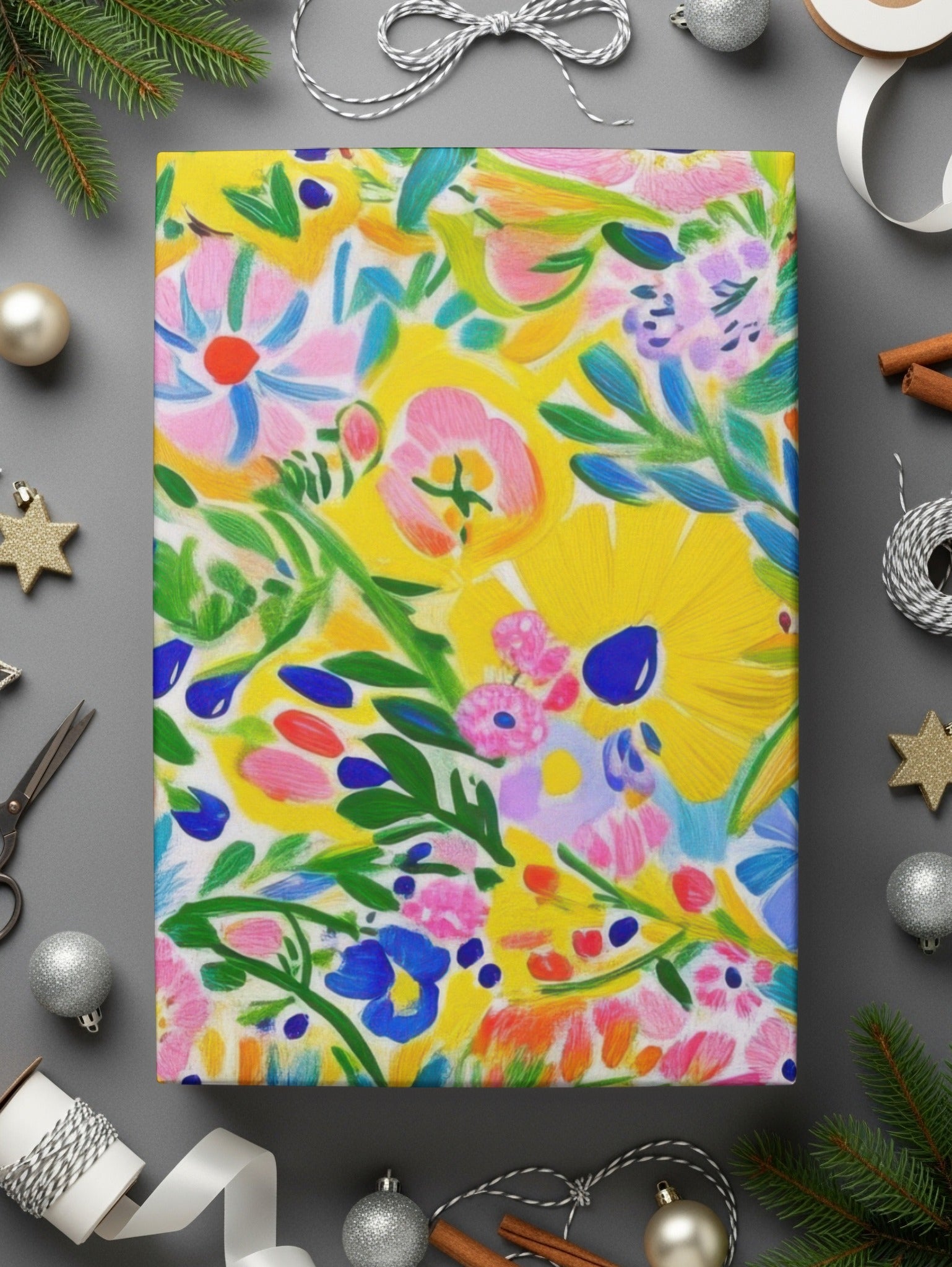 Floral Digital Paper, Bright Flower Pattern, Colorful Seamless Background, Spring Summer Design, Printable Fabric Design, Scrapbooking Paper - Moore and Mountain
