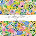 Floral Digital Paper, Bright Flower Pattern, Colorful Seamless Background, Spring Summer Design, Printable Fabric Design, Scrapbooking Paper - Moore and Mountain
