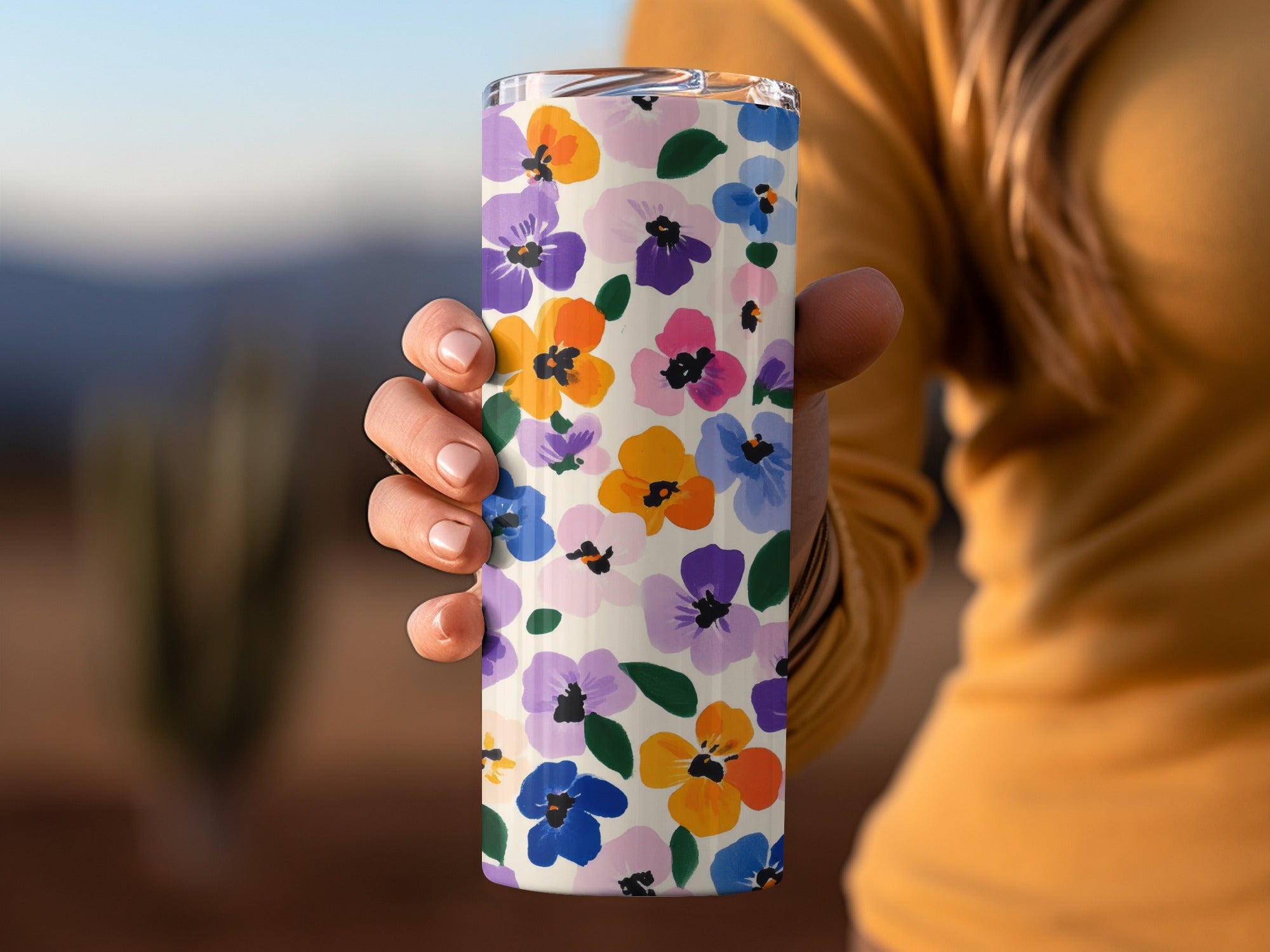 Colorful Floral Design Insulated Tumbler Drinkware