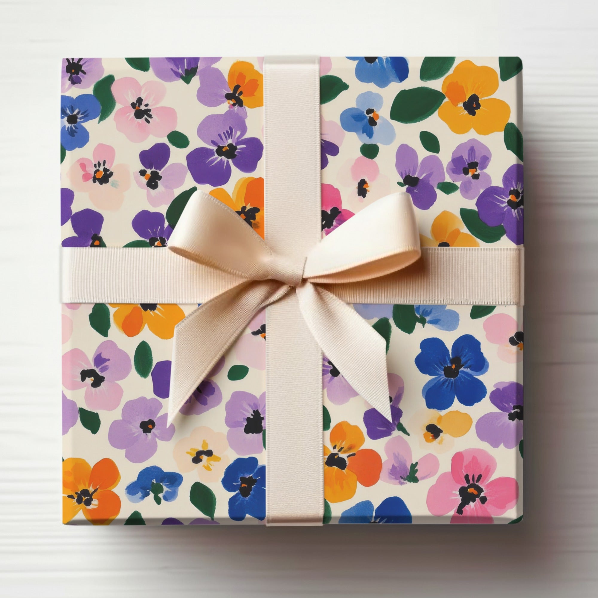 Colorful Floral Patterned Gift Box with Bow