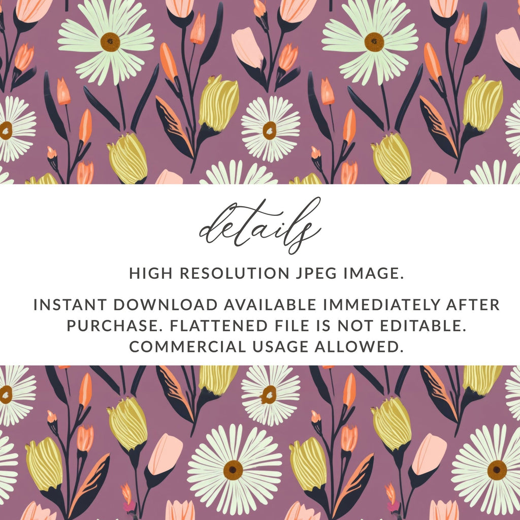 Floral Digital Paper, Daisy Seamless Pattern, Flowers Digital Download, Scrapbooking Paper, Fabric Design, Floral Print, Digital Design - Moore and Mountain