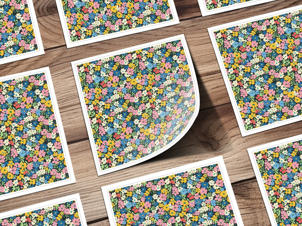 Floral Digital Paper, Ditsy Flower Seamless Pattern, Colorful Blooms Texture, Fabric Design, Scrapbooking, Background Printable - Moore and Mountain