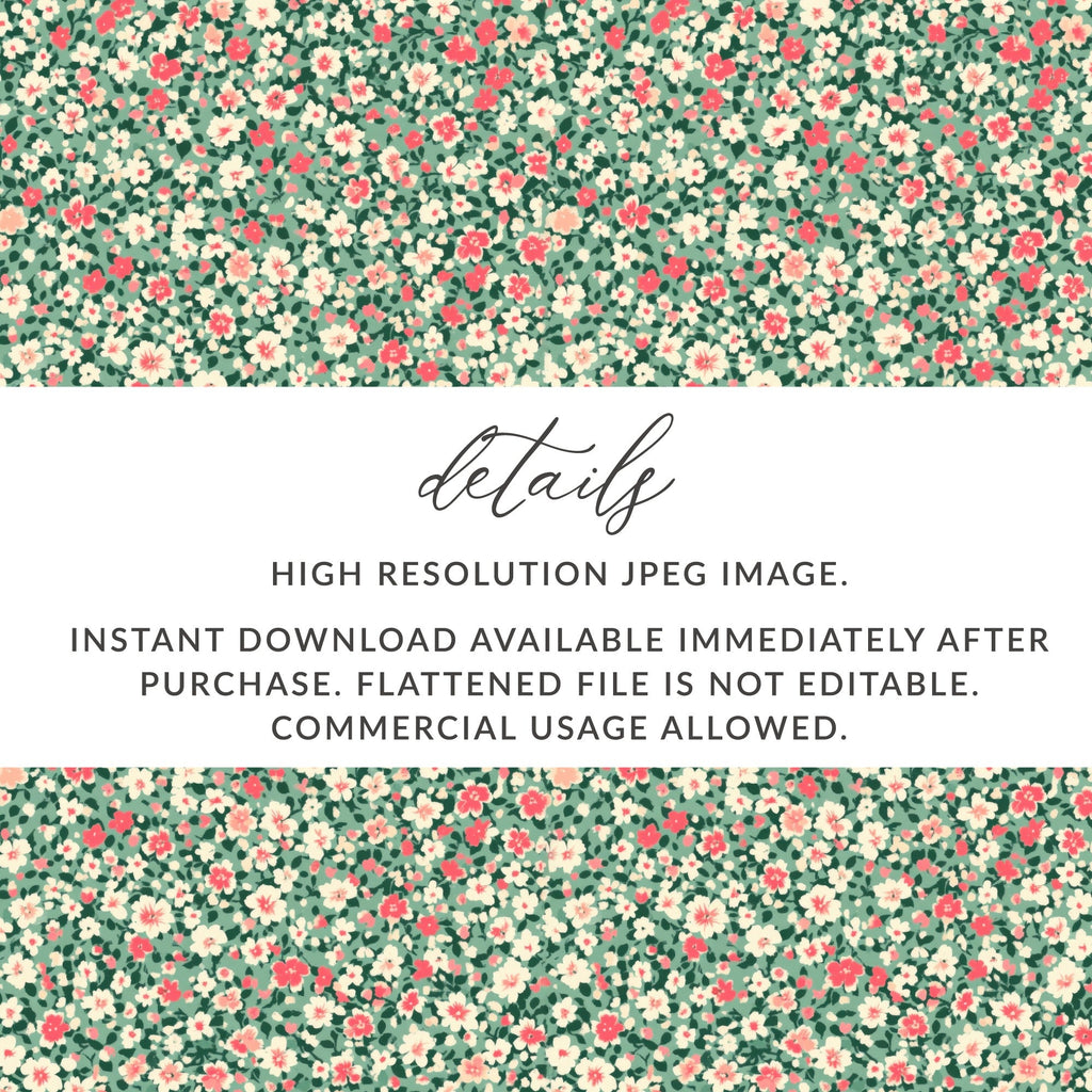 Floral Digital Paper, Ditsy Flower Seamless Pattern, Small Print Fabric Design, Pretty Floral Print, Digital Download, Repeating Pattern - Moore and Mountain
