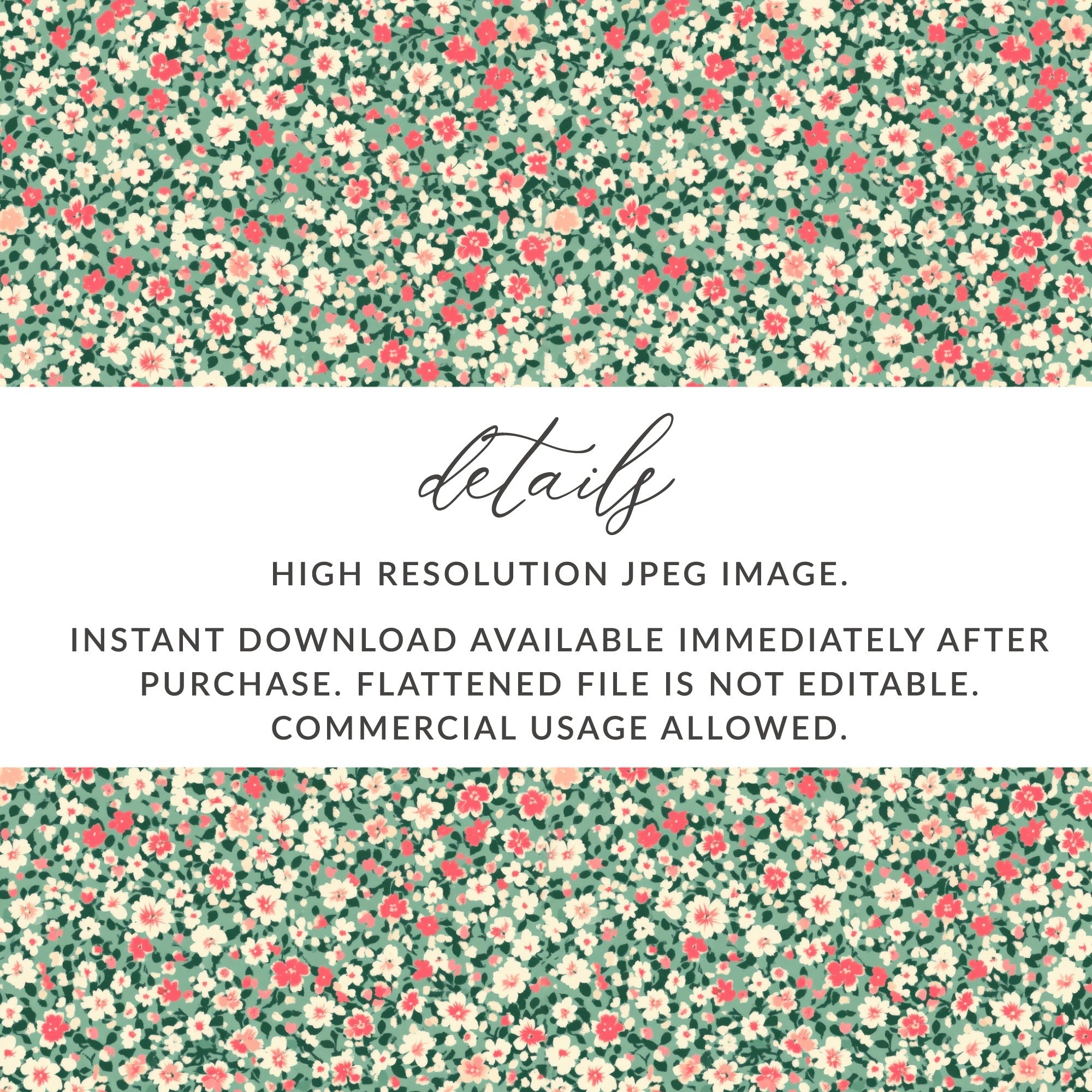 Floral Digital Paper, Ditsy Flower Seamless Pattern, Small Print Fabric Design, Pretty Floral Print, Digital Download, Repeating Pattern - Moore and Mountain