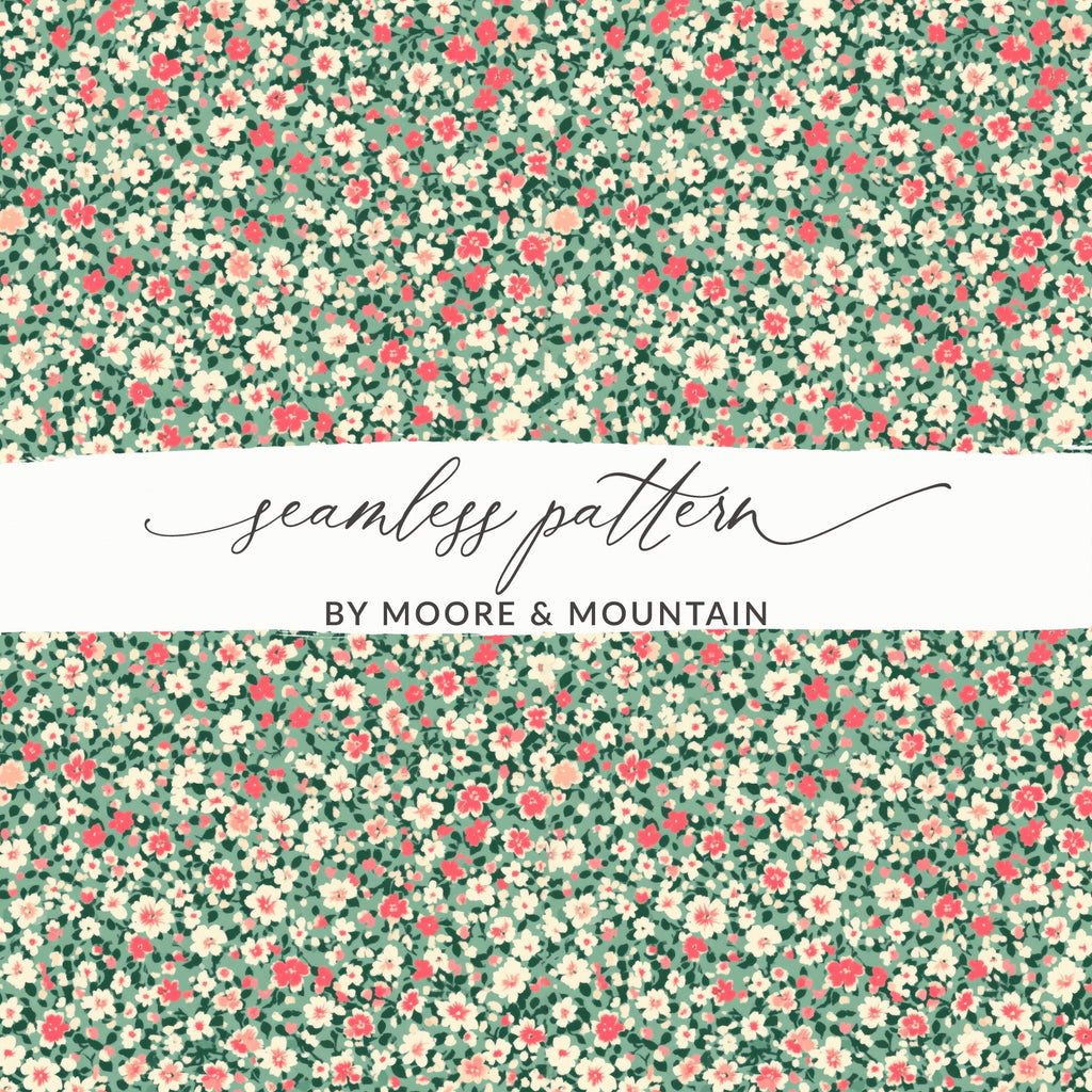 Floral Digital Paper, Ditsy Flower Seamless Pattern, Small Print Fabric Design, Pretty Floral Print, Digital Download, Repeating Pattern - Moore and Mountain