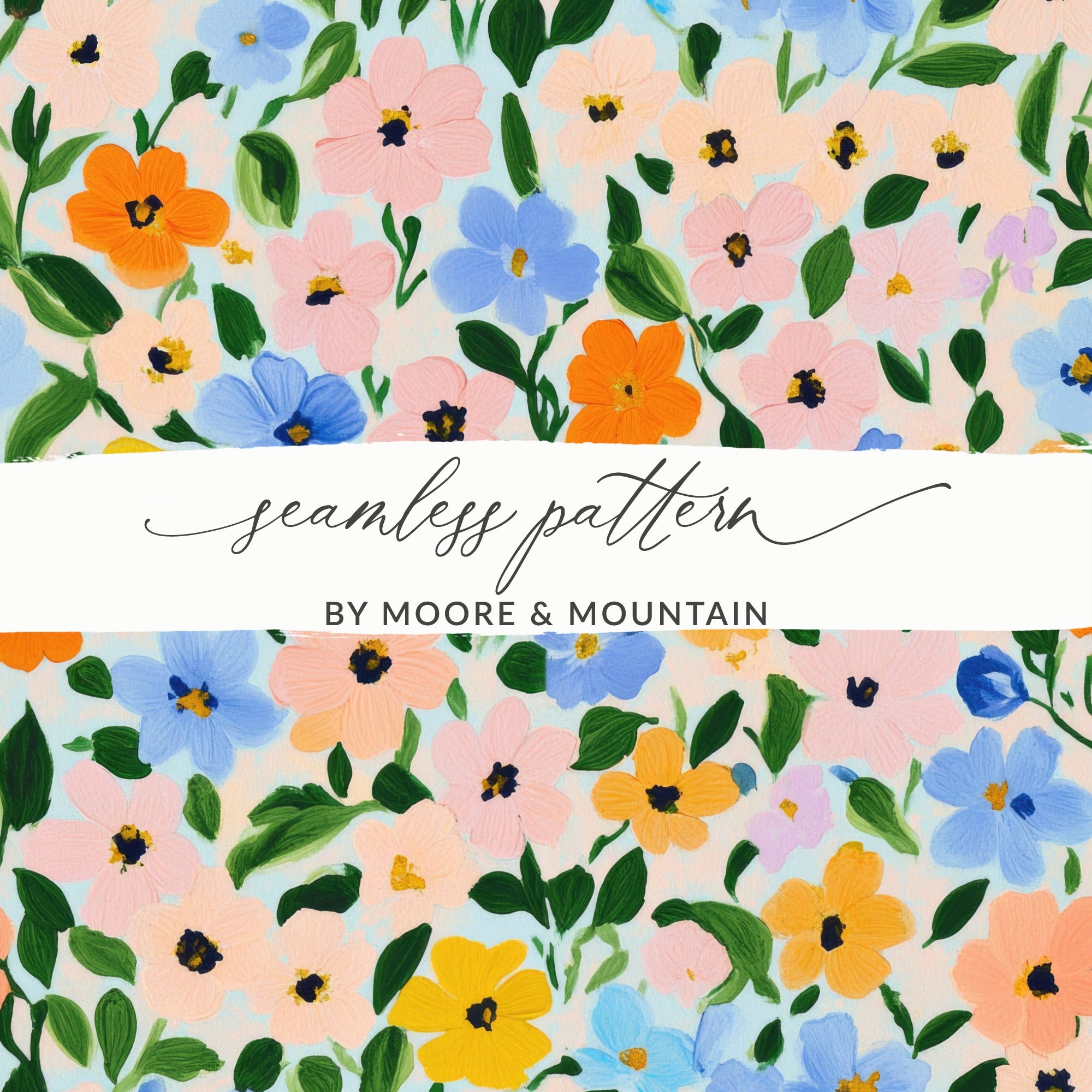 Colorful Flower Seamless Pattern by Moore & Mountain