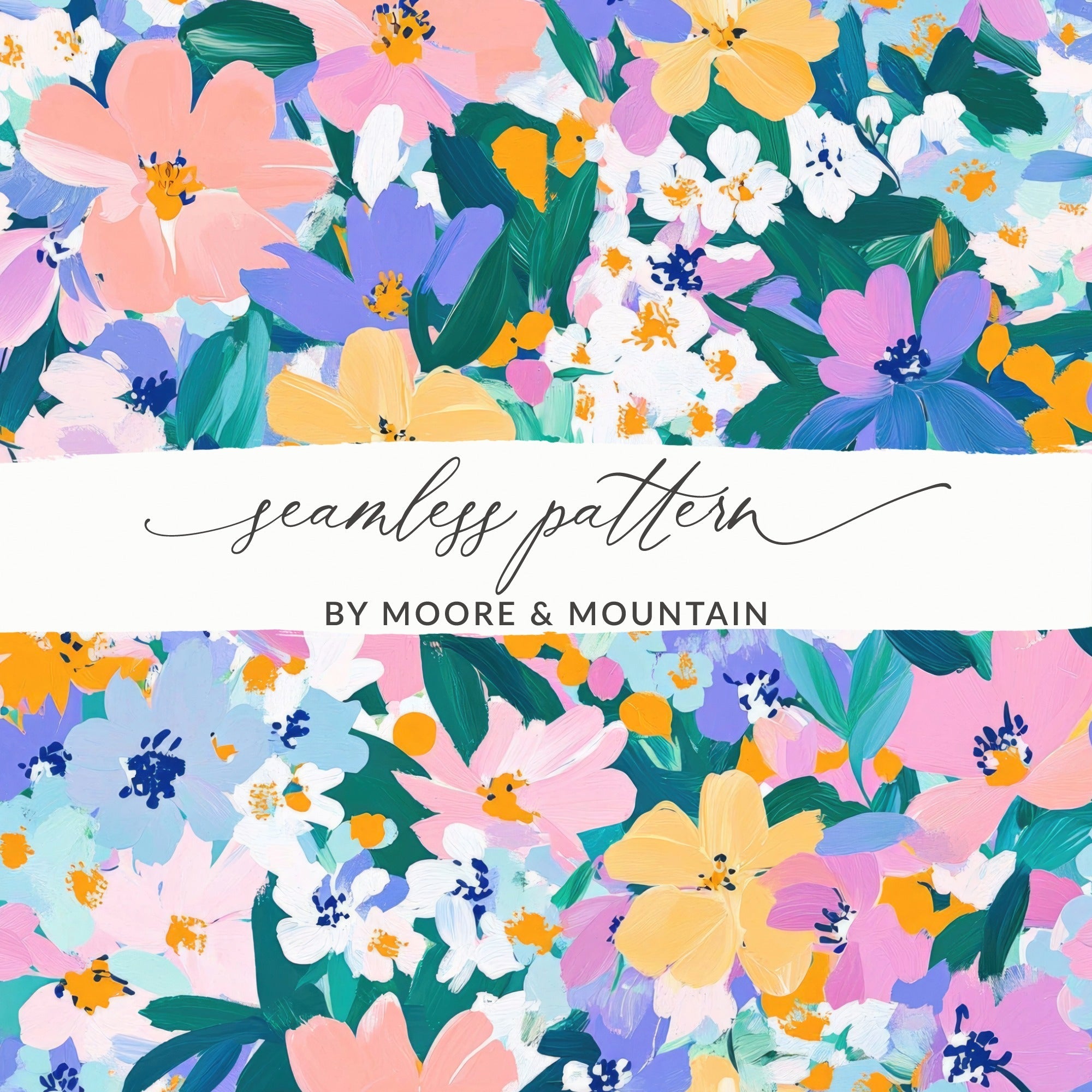 Floral Digital Paper, Flower Pattern, Seamless Design, Floral Background, Pastel Colors, Commercial Use Digital Downloads - Moore and Mountain