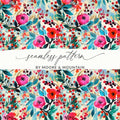 Floral Digital Paper, Flower Seamless Pattern, Printable Fabric Design, Painting Style, Watercolor Background, Scrapbook Paper, Digital - Moore and Mountain