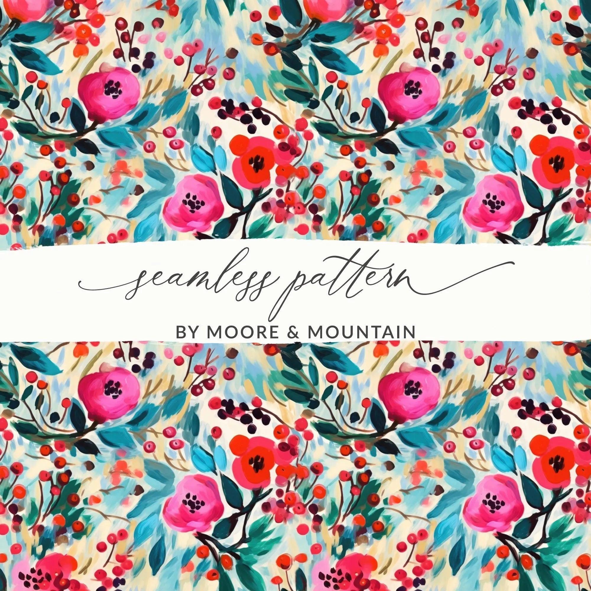 Floral Digital Paper, Flower Seamless Pattern, Printable Fabric Design, Painting Style, Watercolor Background, Scrapbook Paper, Digital - Moore and Mountain