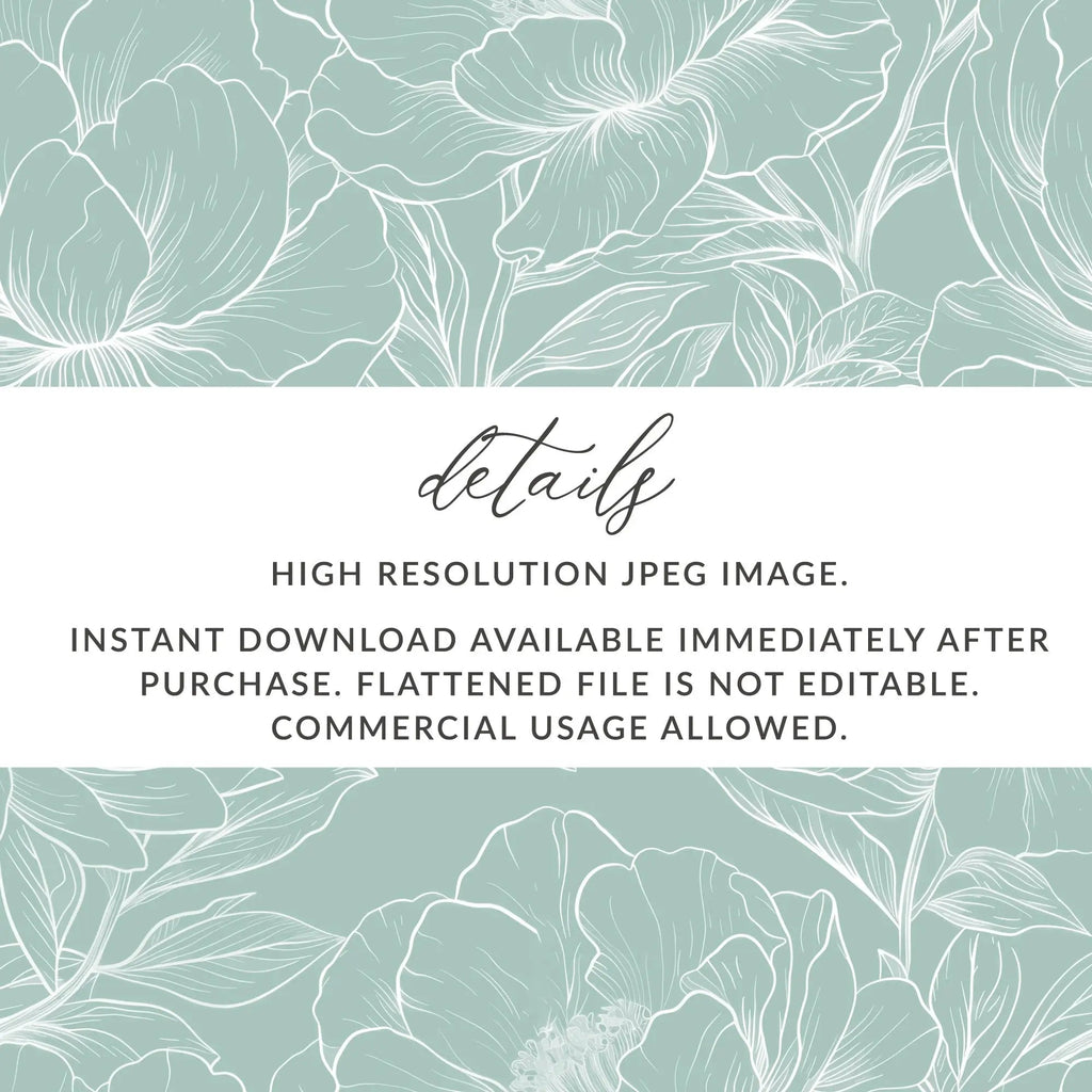 Floral Digital Paper, Green and White Peonies, Seamless Pattern, Commercial Use, Print on Demand, 12x12 JPEG, Floral Background - Moore and Mountain