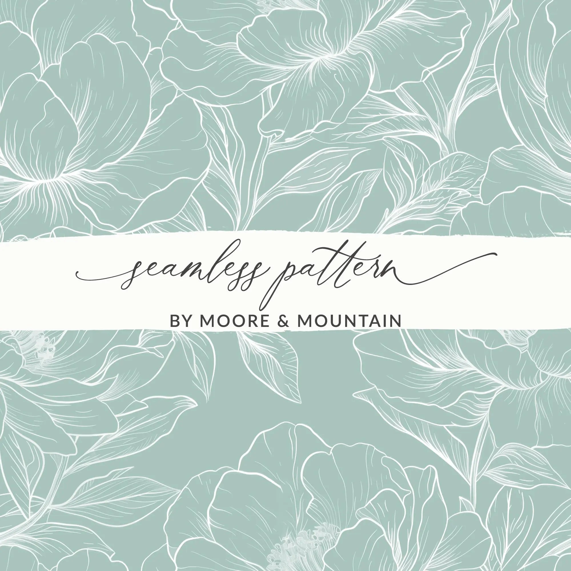 Floral Digital Paper, Green and White Peonies, Seamless Pattern, Commercial Use, Print on Demand, 12x12 JPEG, Floral Background - Moore and Mountain