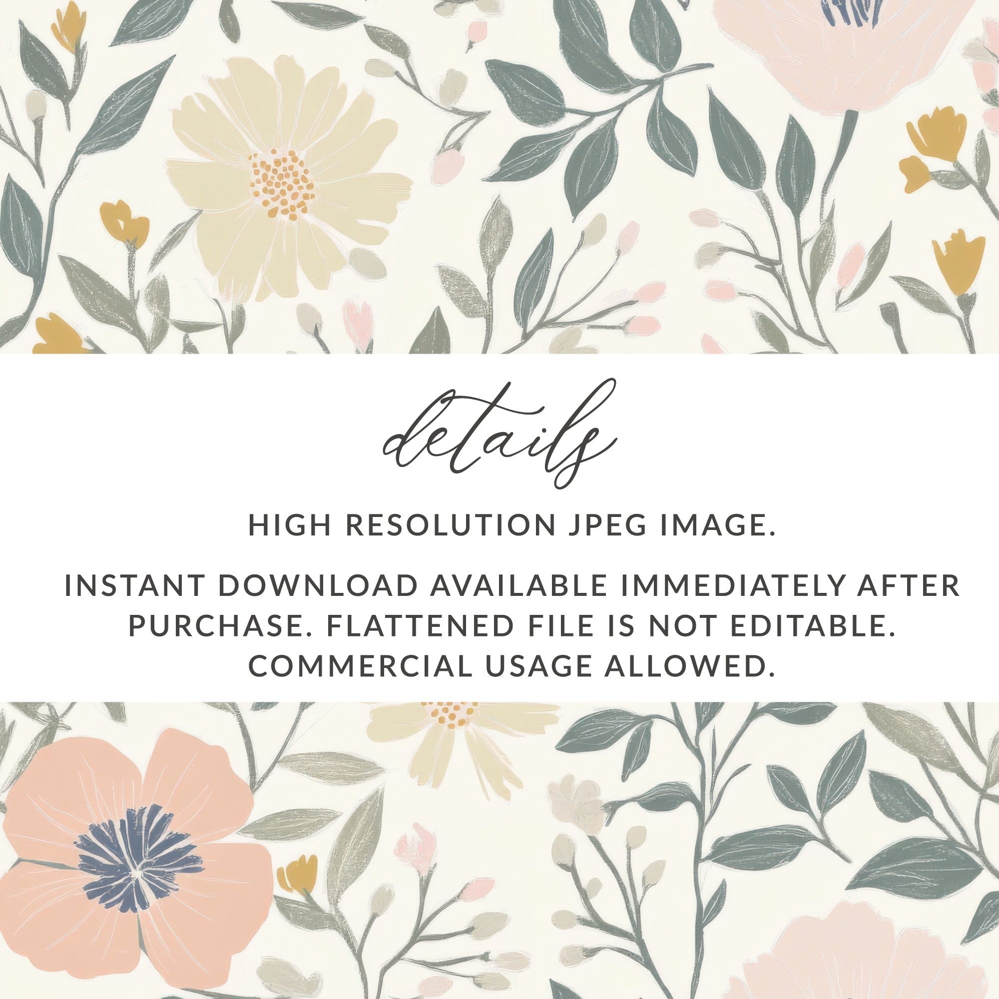 Floral Digital Paper, Flower Seamless Pattern, Spring Blooms, Fabric Design, Scrapbooking Paper, Commercial Use, Digital Download - Moore and Mountain