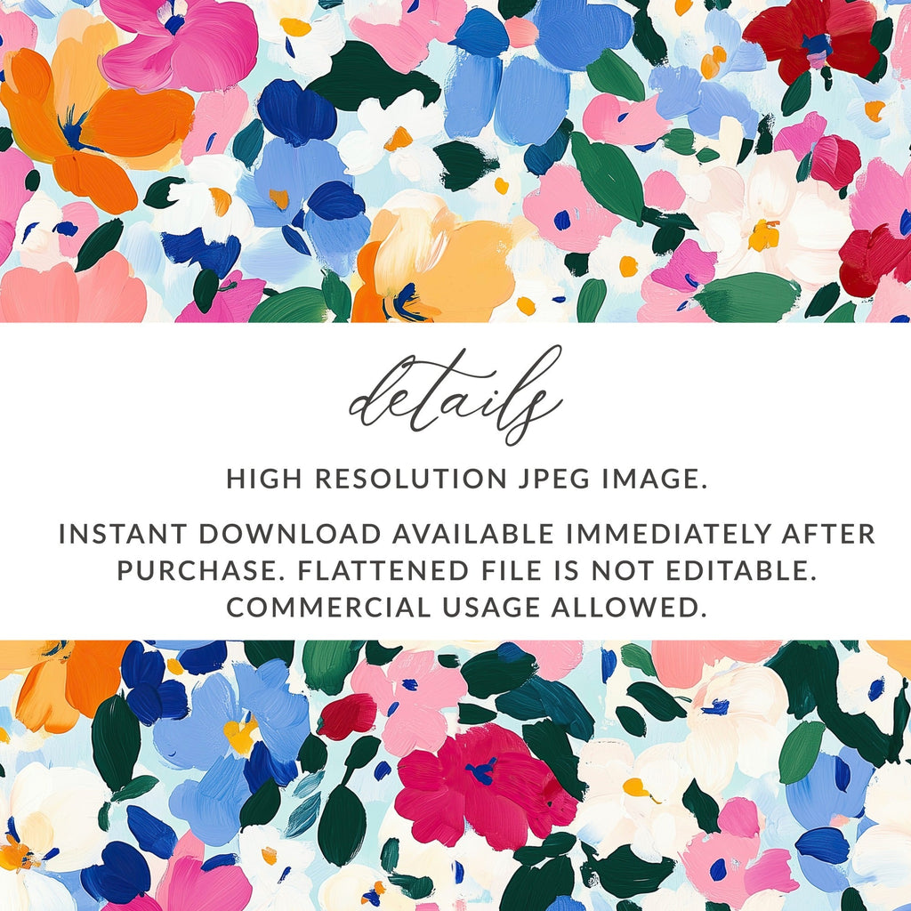 Floral Digital Paper, Painted Flowers Pattern, Seamless Flower Design, Fabric Design, Digital Download, Scrapbooking, Digital Paper Pack - Moore and Mountain