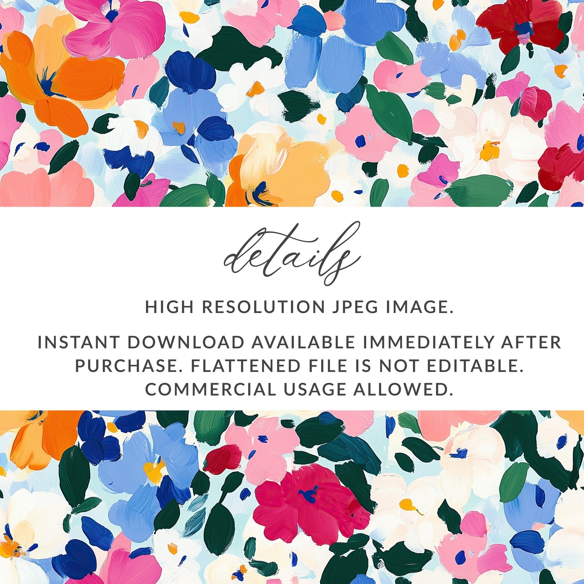 Floral Digital Paper, Painted Flowers Pattern, Seamless Flower Design, Fabric Design, Digital Download, Scrapbooking, Digital Paper Pack - Moore and Mountain