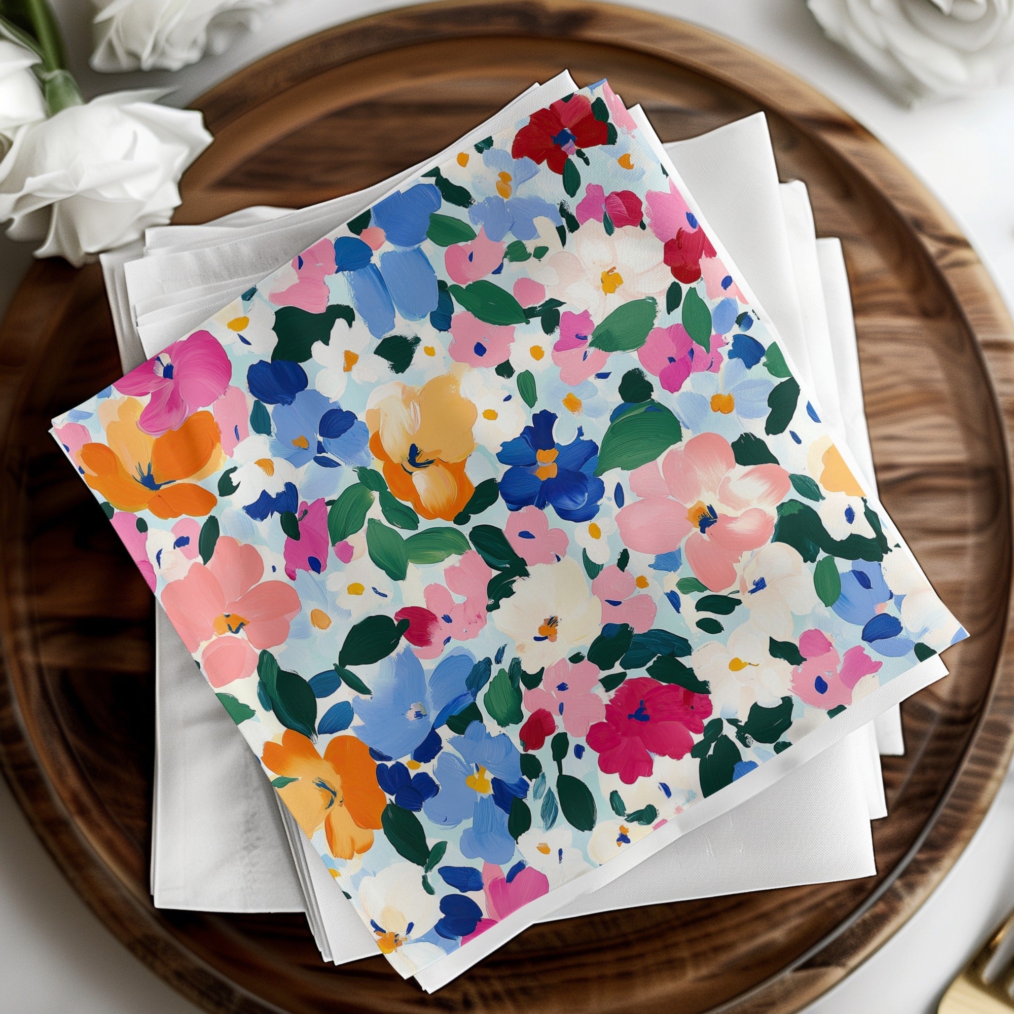 Floral Digital Paper, Painted Flowers Pattern, Seamless Flower Design, Fabric Design, Digital Download, Scrapbooking, Digital Paper Pack - Moore and Mountain