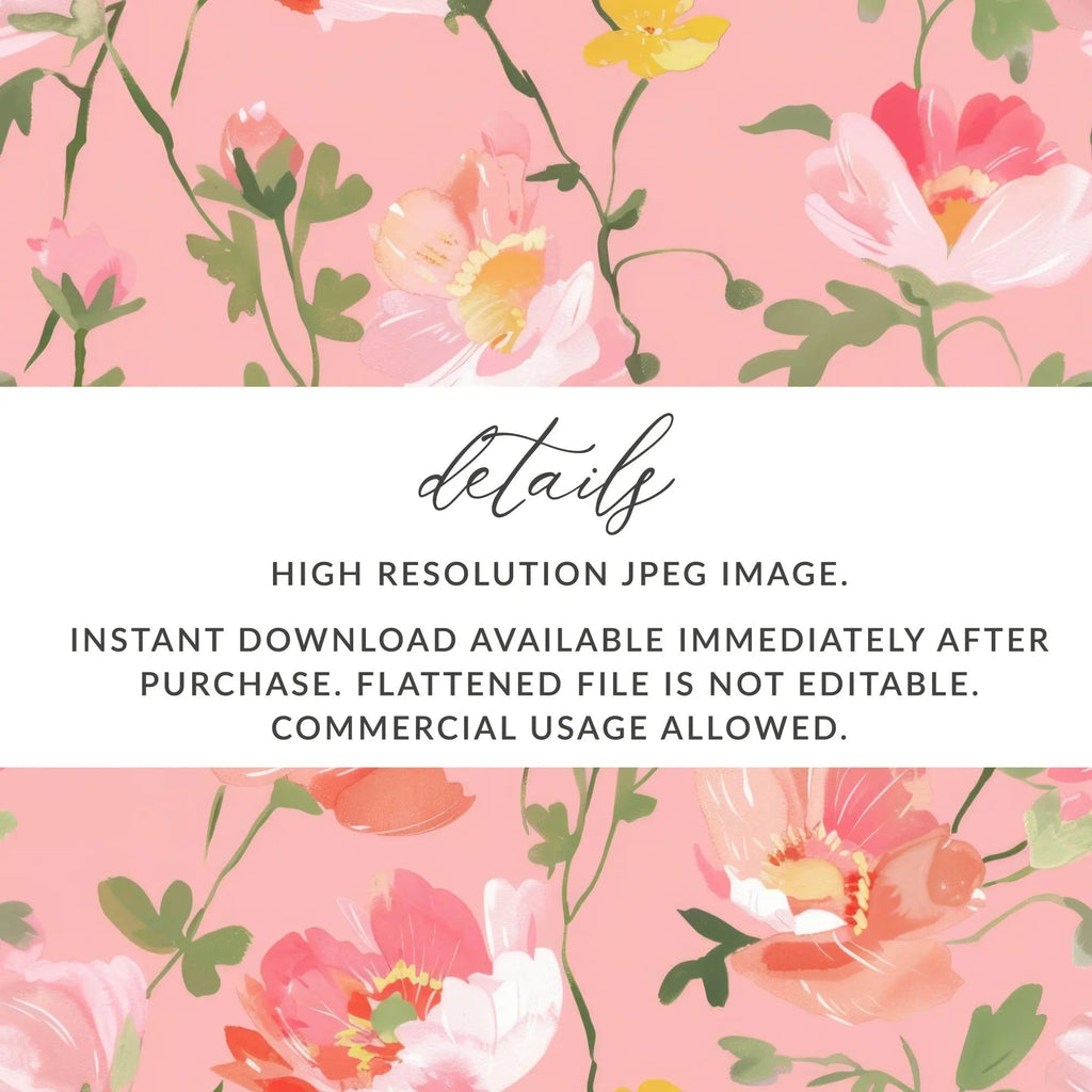 Floral Digital Paper, Pink Flowers Pattern, Seamless Flower JPEG, Spring Floral, Floral Background, Flower Illustration, Scrapbook Paper - Moore and Mountain