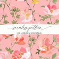 Floral Digital Paper, Pink Flowers Pattern, Seamless Flower JPEG, Spring Floral, Floral Background, Flower Illustration, Scrapbook Paper - Moore and Mountain