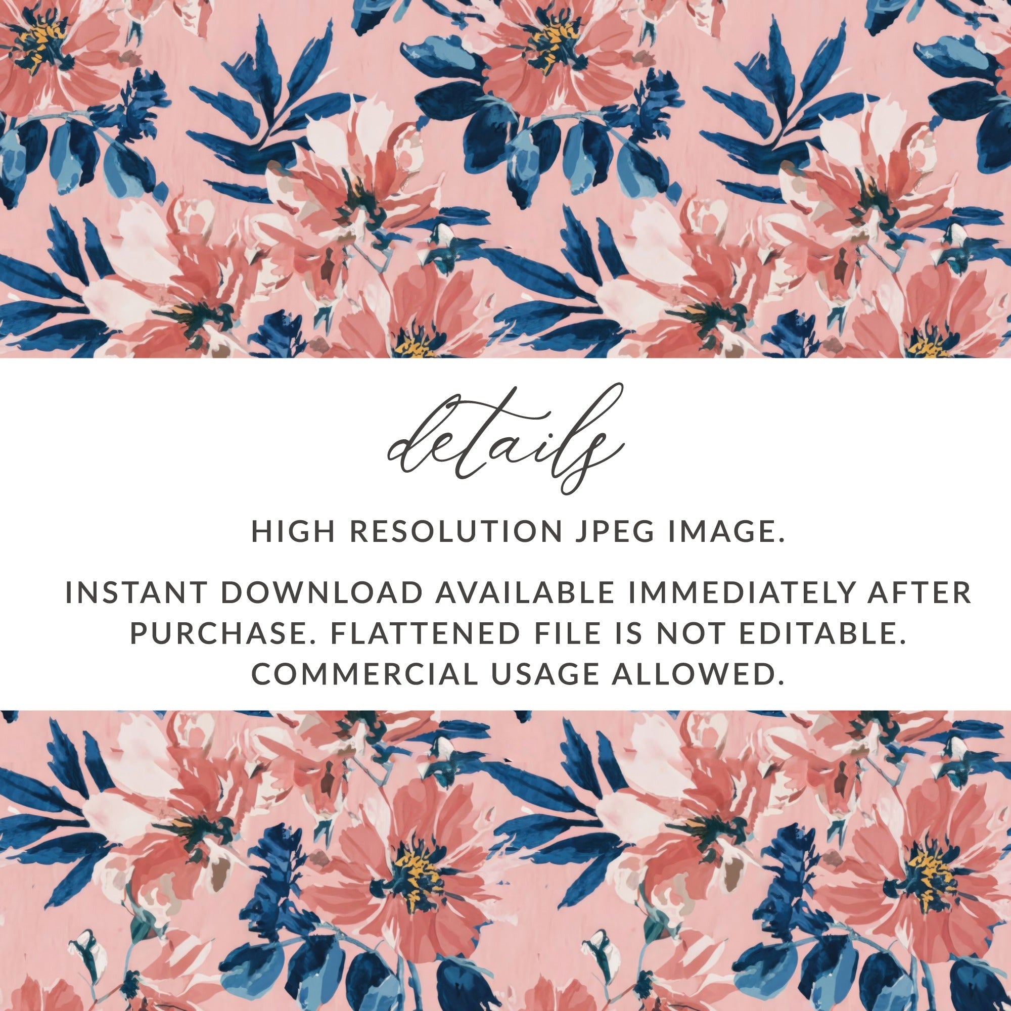 Floral Digital Paper, Pink Flowers Pattern, Seamless Pattern, Fabric Design, Watercolor Print, Digital Download, Commercial Use, 12x12 inch - Moore and Mountain
