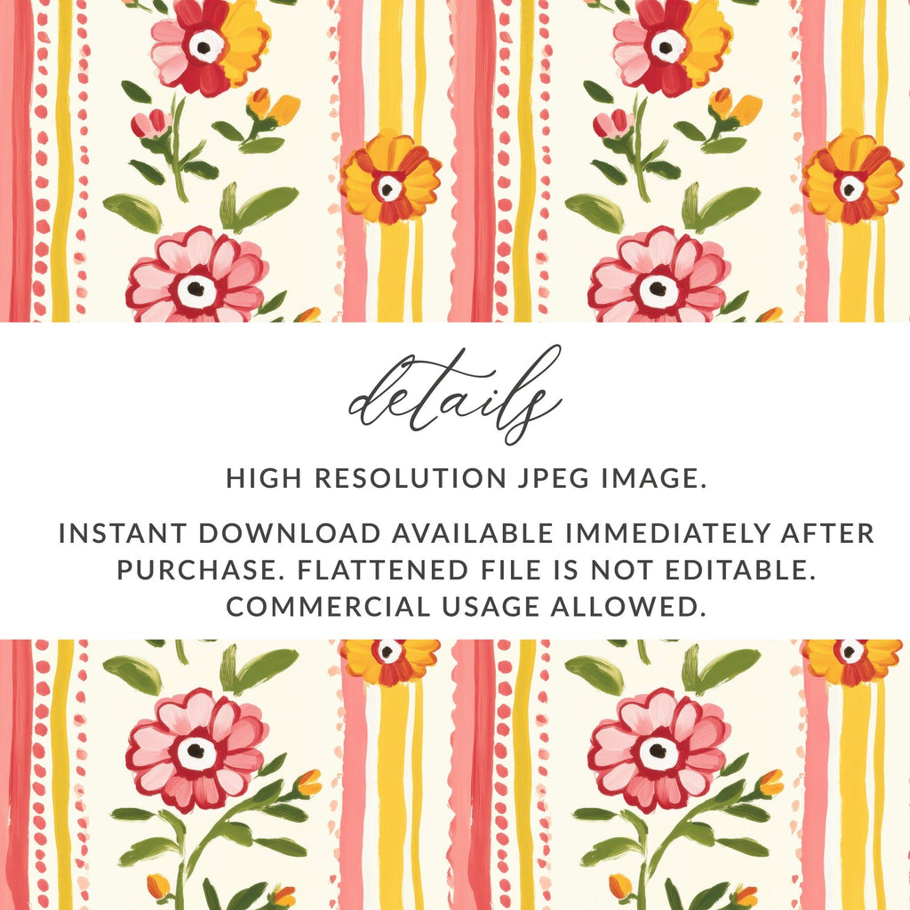 Floral Digital Paper, Pink and Yellow, Seamless Pattern, Digital Download, Scrapbook Paper, Printable Fabric, Flower Pattern - Moore and Mountain