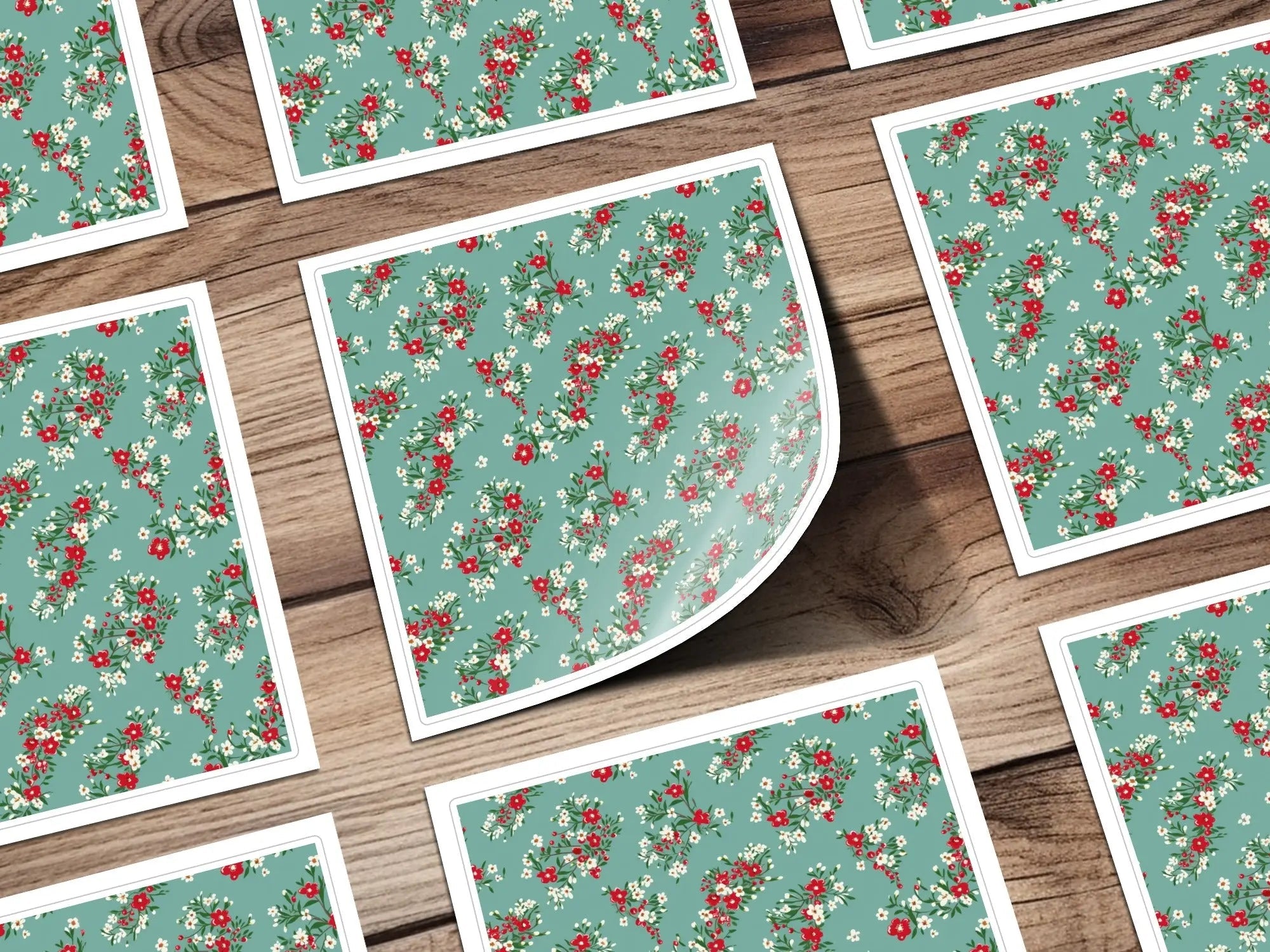 Floral Digital Paper, Red and White Flowers, Seamless Pattern, Fabric Design, Scrapbooking Paper, Printable Paper, Commercial Use - Moore and Mountain