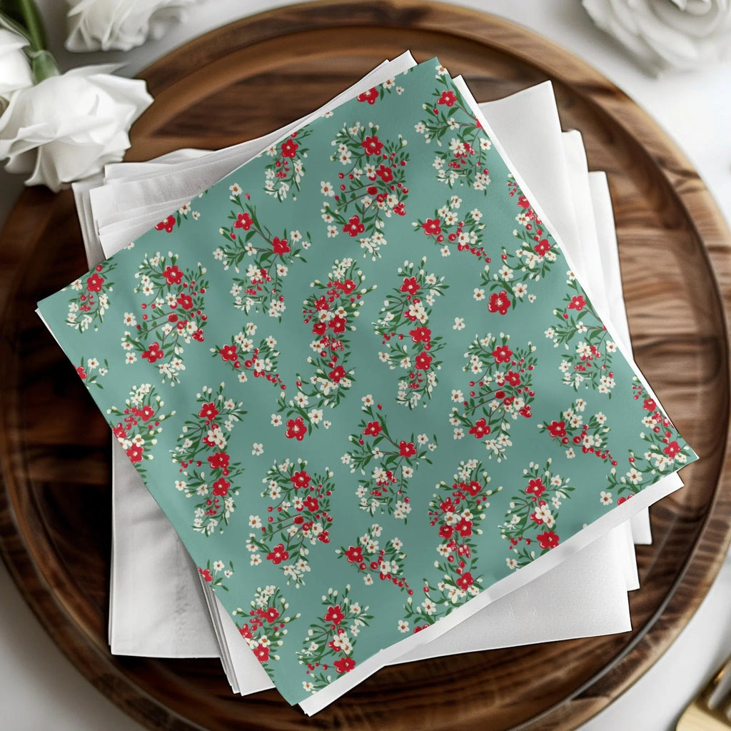 Floral Digital Paper, Red and White Flowers, Seamless Pattern, Fabric Design, Scrapbooking Paper, Printable Paper, Commercial Use - Moore and Mountain