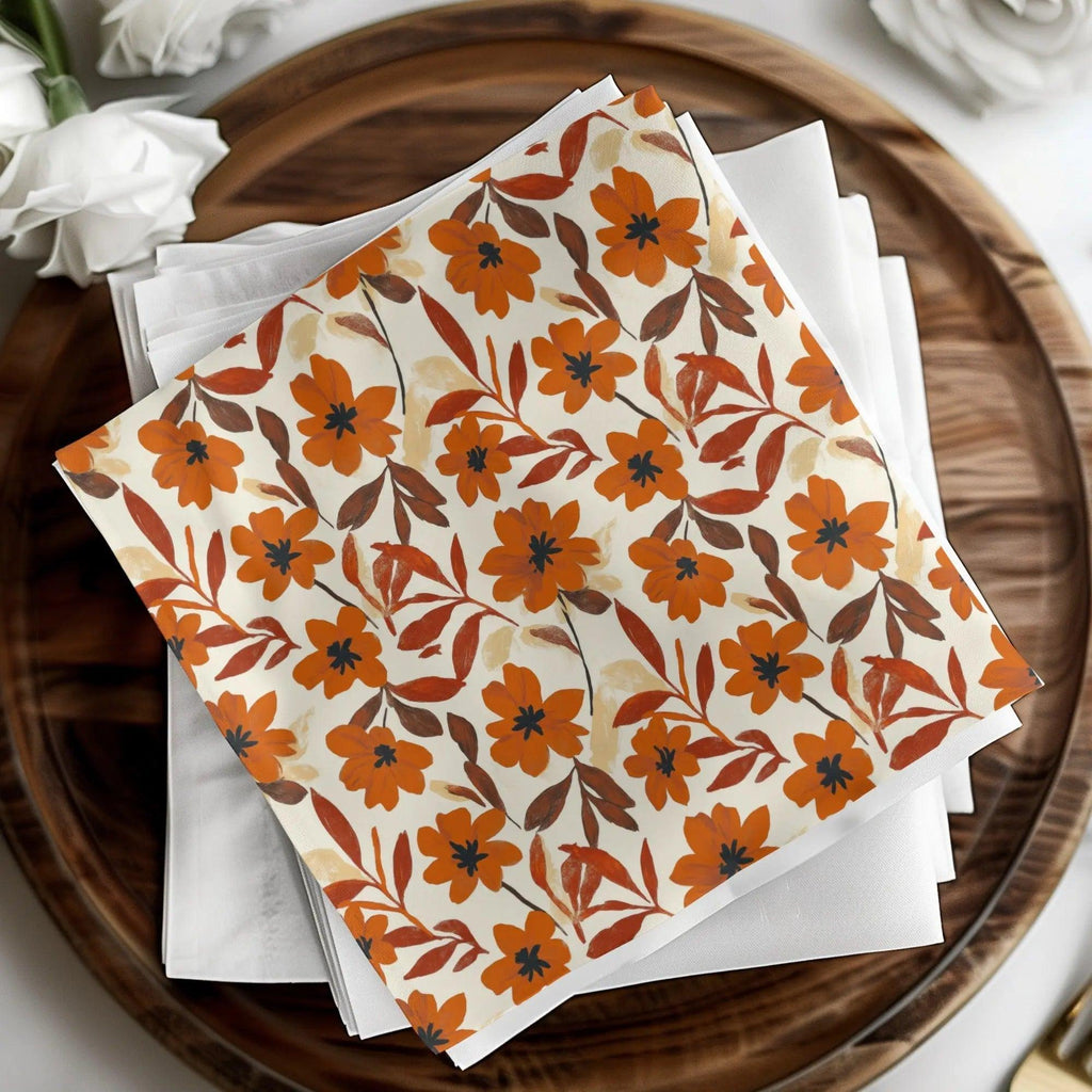 Floral Digital Paper, Seamless Flower Pattern, Autumn Digital Paper, Digital Fabric Pattern, Botanical Design, Scrapbook Paper - Moore and Mountain