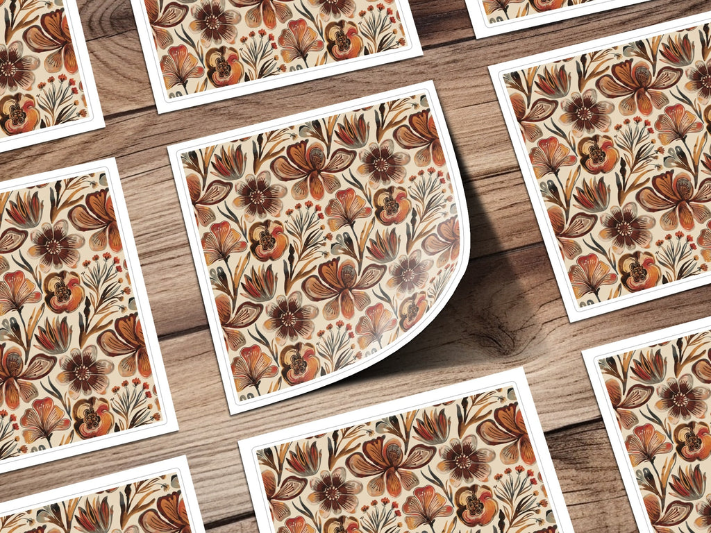Floral Digital Paper, Seamless Flower Pattern, Autumn Tone Design, Watercolor Style Texture, Digital Download, Commercial Use Image - Moore and Mountain