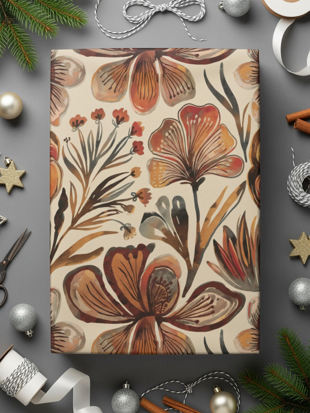 Floral Digital Paper, Seamless Flower Pattern, Autumn Tone Design, Watercolor Style Texture, Digital Download, Commercial Use Image - Moore and Mountain