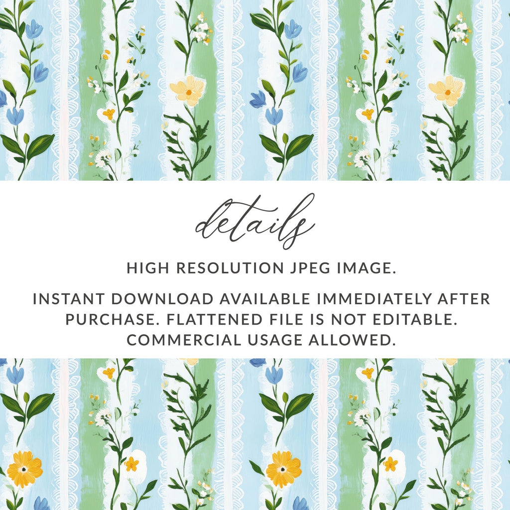 Floral Digital Paper, Seamless Flower Pattern, Blue Green Wallpaper, Botanical Illustration, Scrapbook Paper, Commercial Use, Digital Files - Moore and Mountain