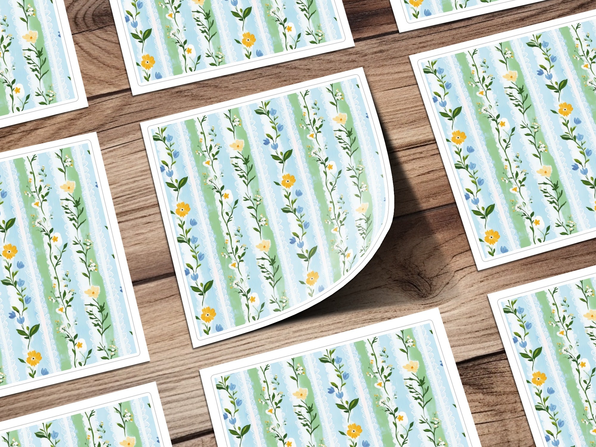 Floral Digital Paper, Seamless Flower Pattern, Blue Green Wallpaper, Botanical Illustration, Scrapbook Paper, Commercial Use, Digital Files - Moore and Mountain